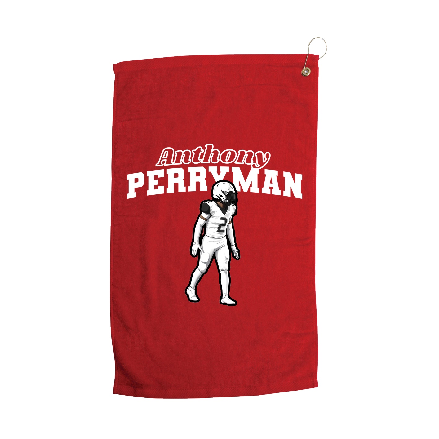 Golf Towel — Name Arch in Red