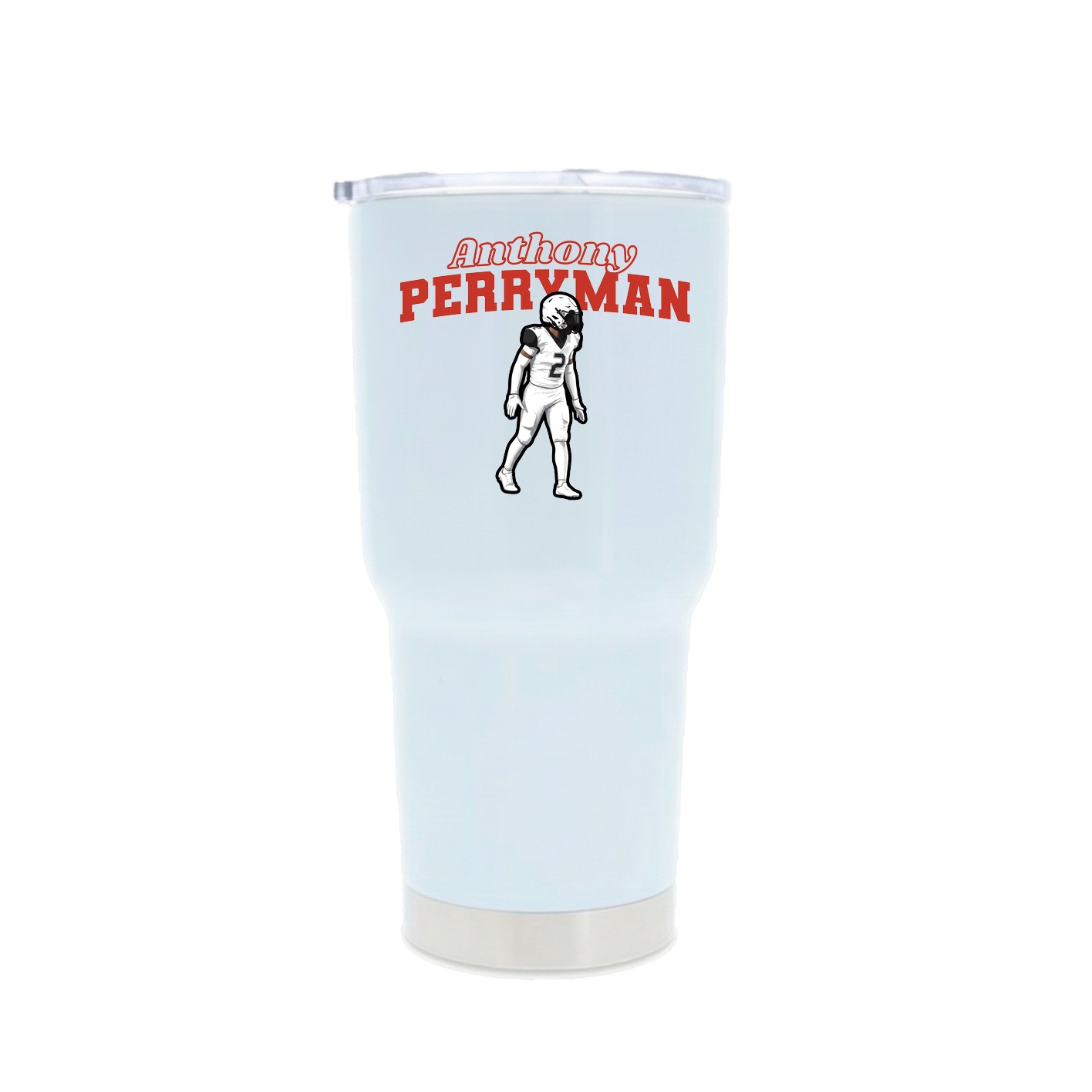 30oz Stainless Steel Tumbler — Name Arch in White