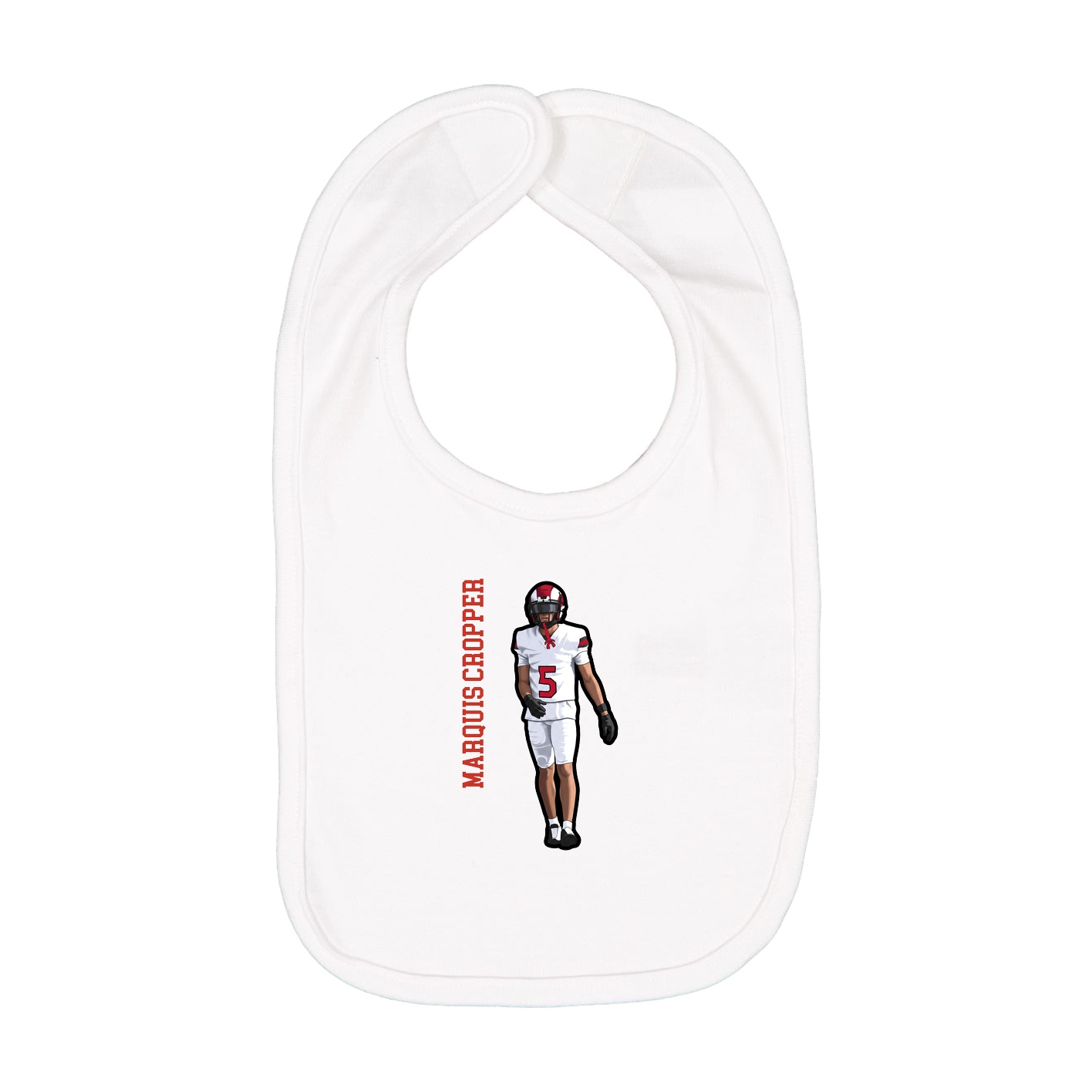 Infant Bib — Name Vertical in White