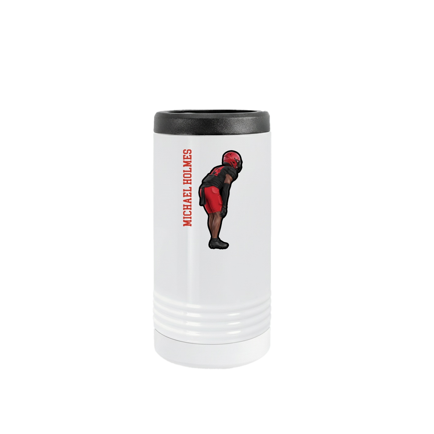 Slim Beverage Holder — Name Vertical in White