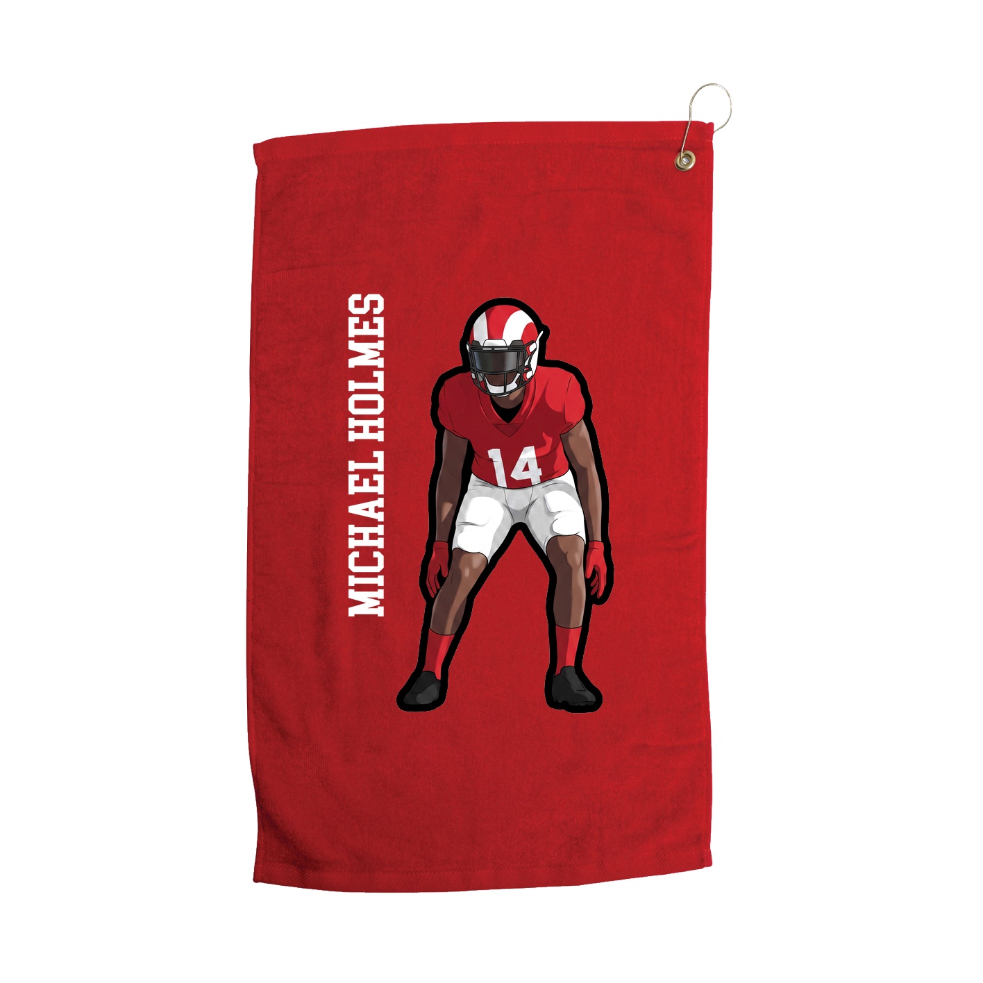 Golf Towel — Name Vertical in Red