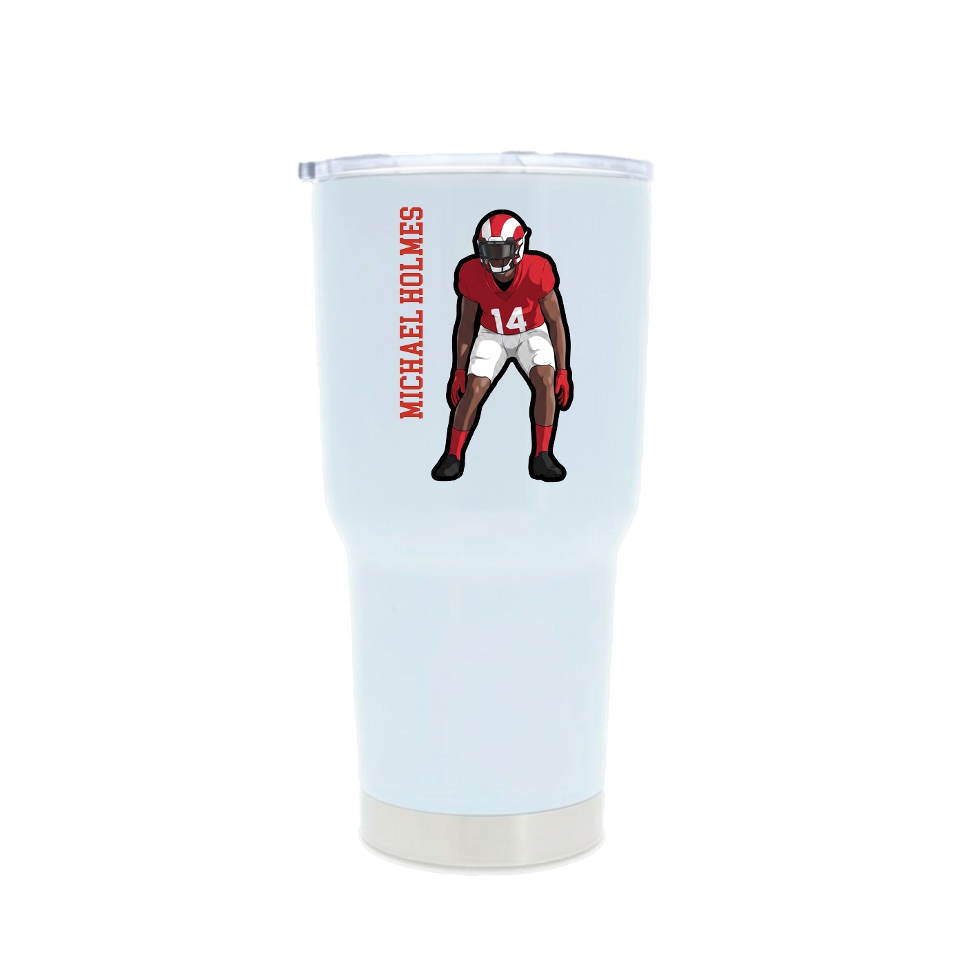 30oz Stainless Steel Tumbler — Name Vertical in White