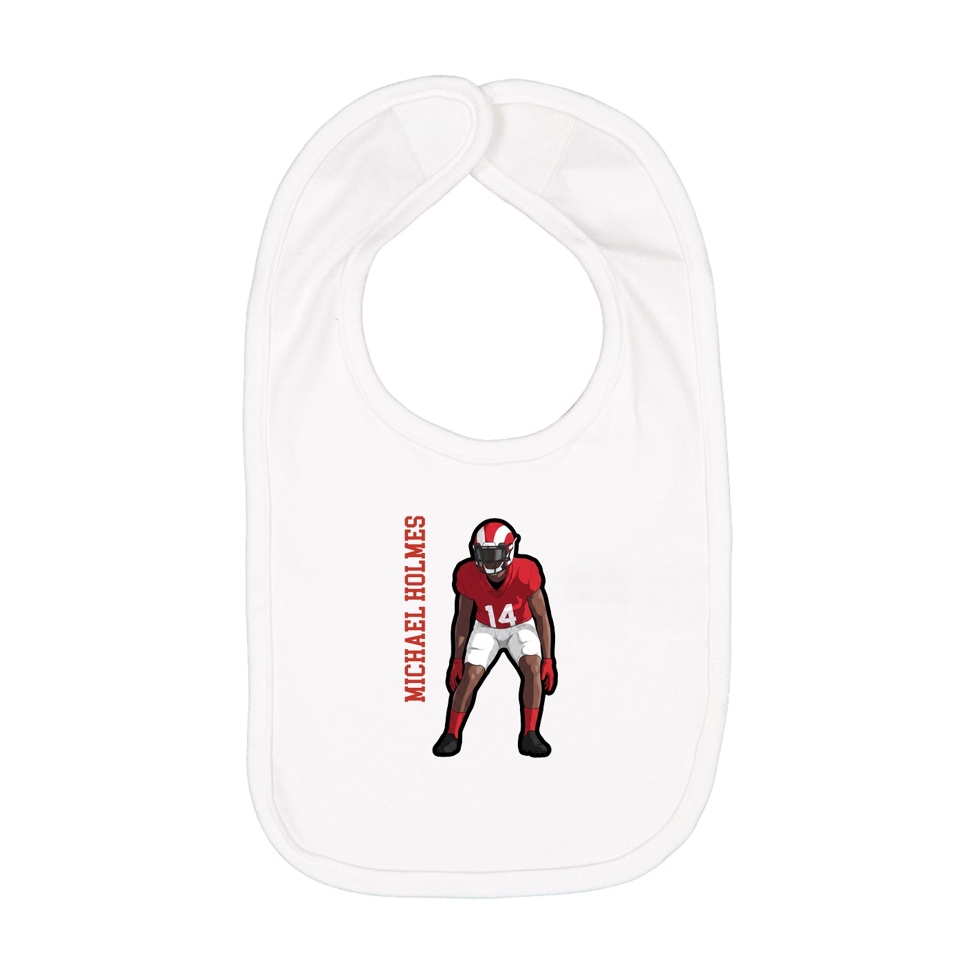 Infant Bib — Name Vertical in White
