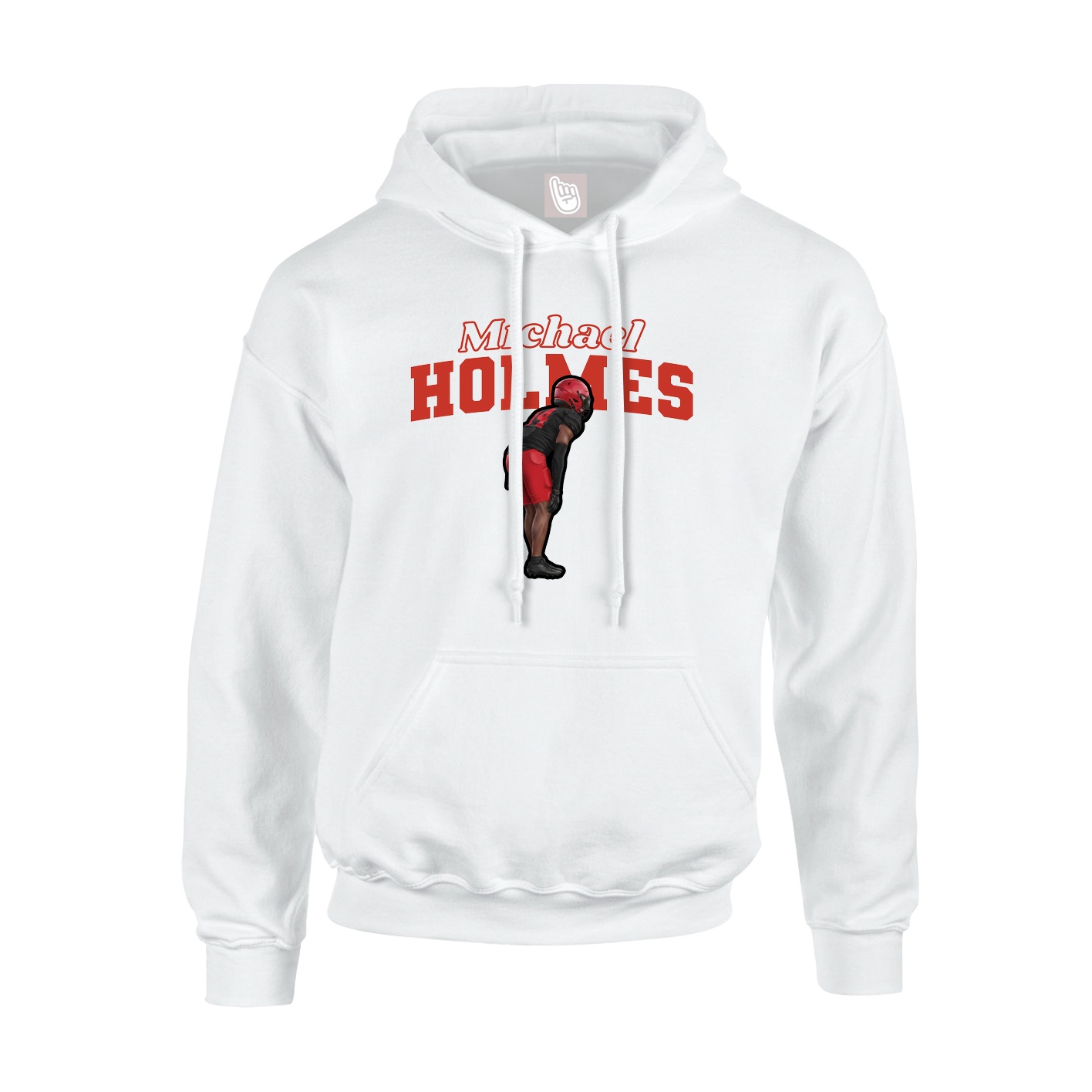 Youth Hoodie — Name Arch in White