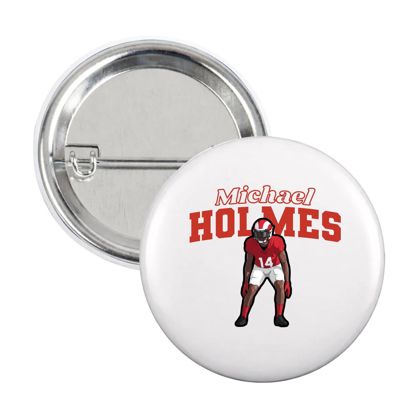 Game Day Button — Name Arch in White