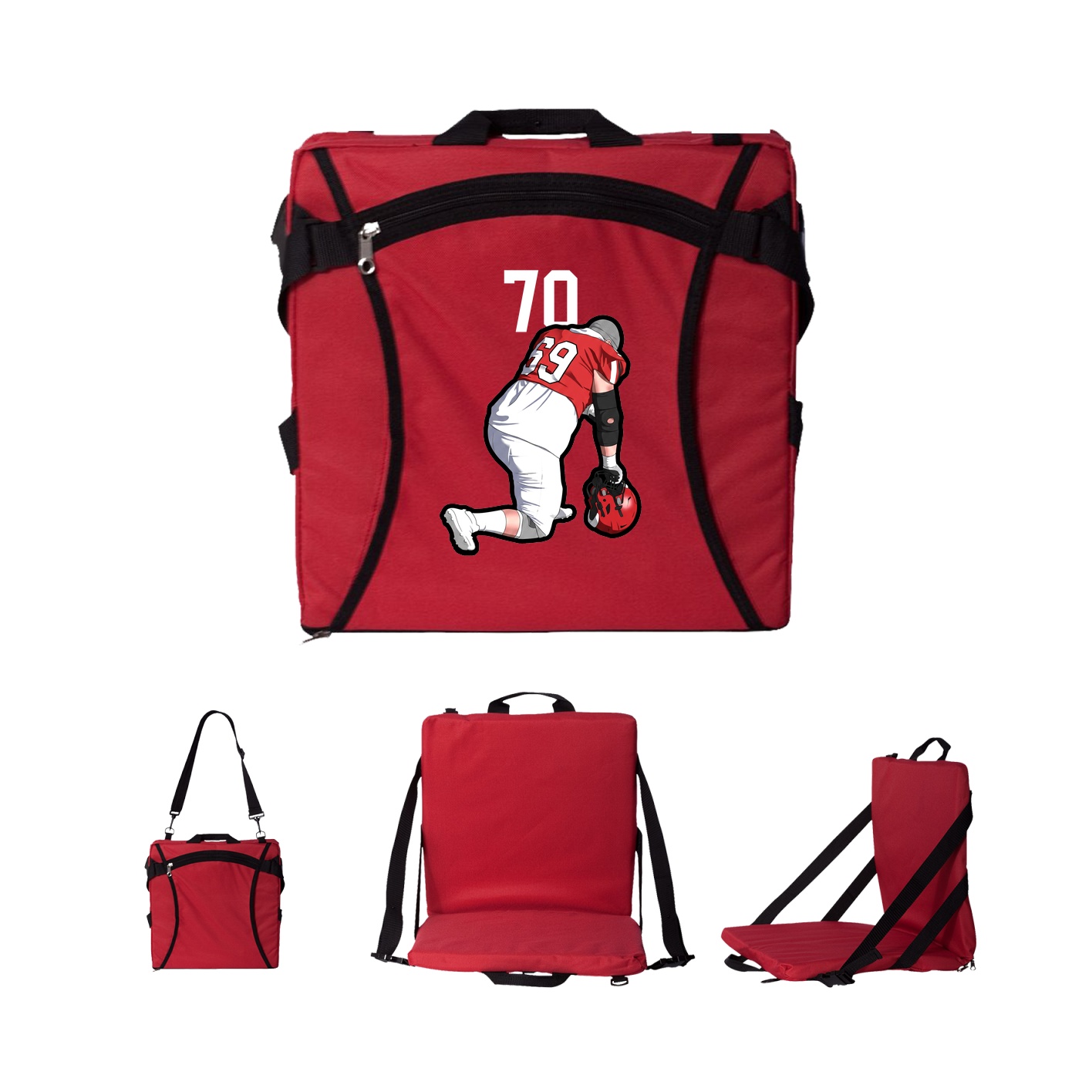 Folding Stadium Seat — Number Top in Red