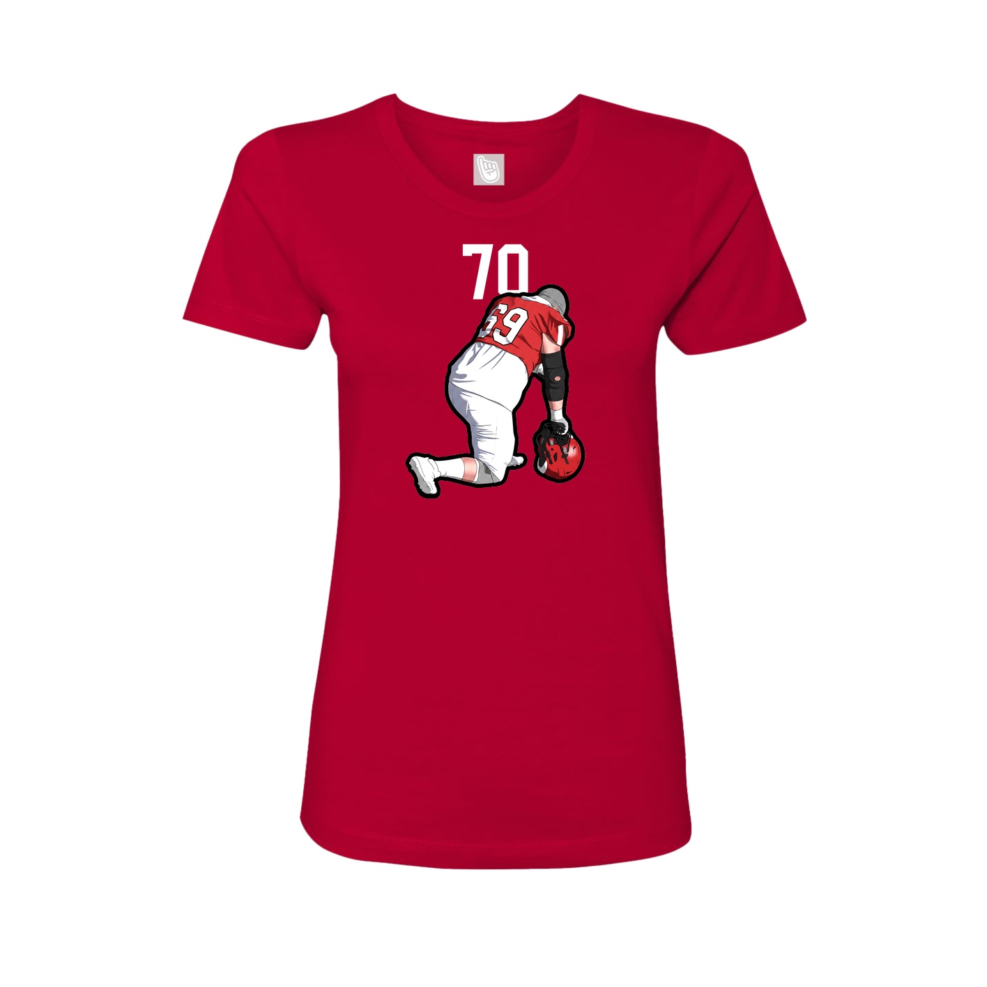 Fitted Women's Tee — Number Top in Red