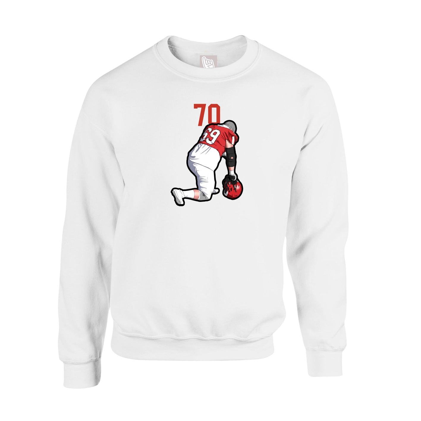 Fleece Crew — Number Top in White