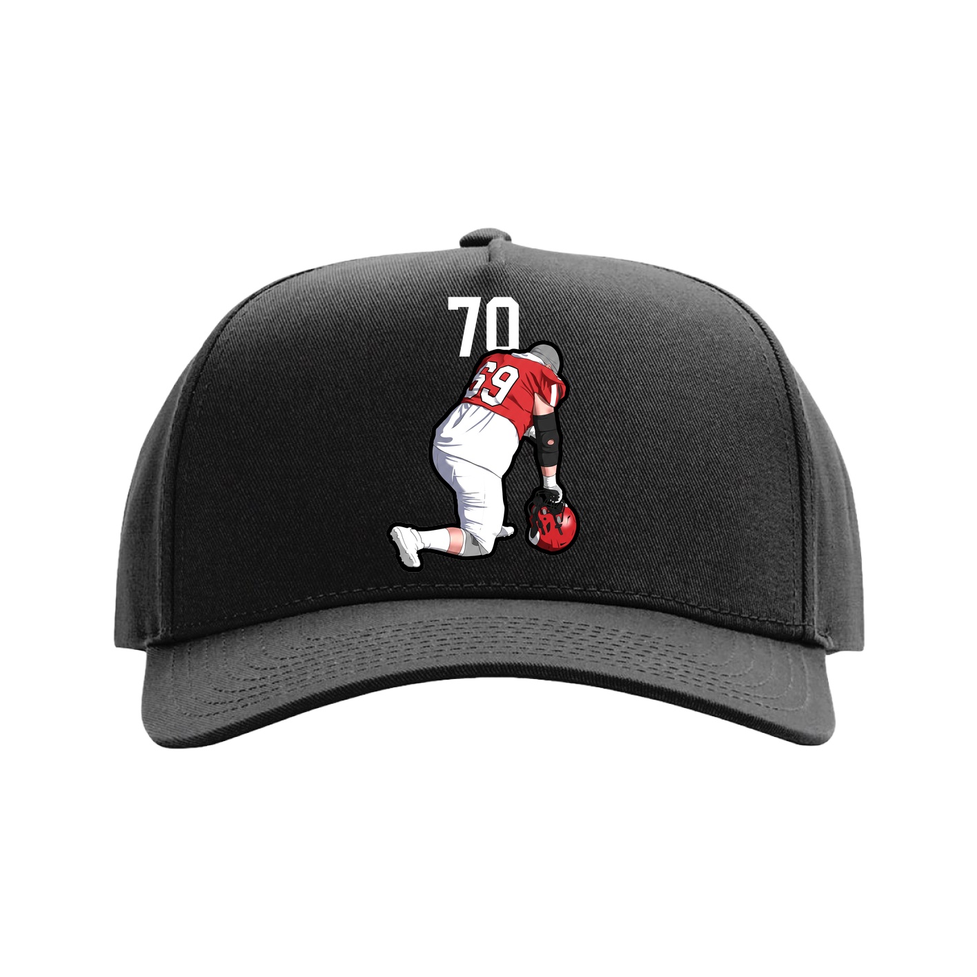 Full Fabric Five-Panel Champ Cap — Number Top in Black