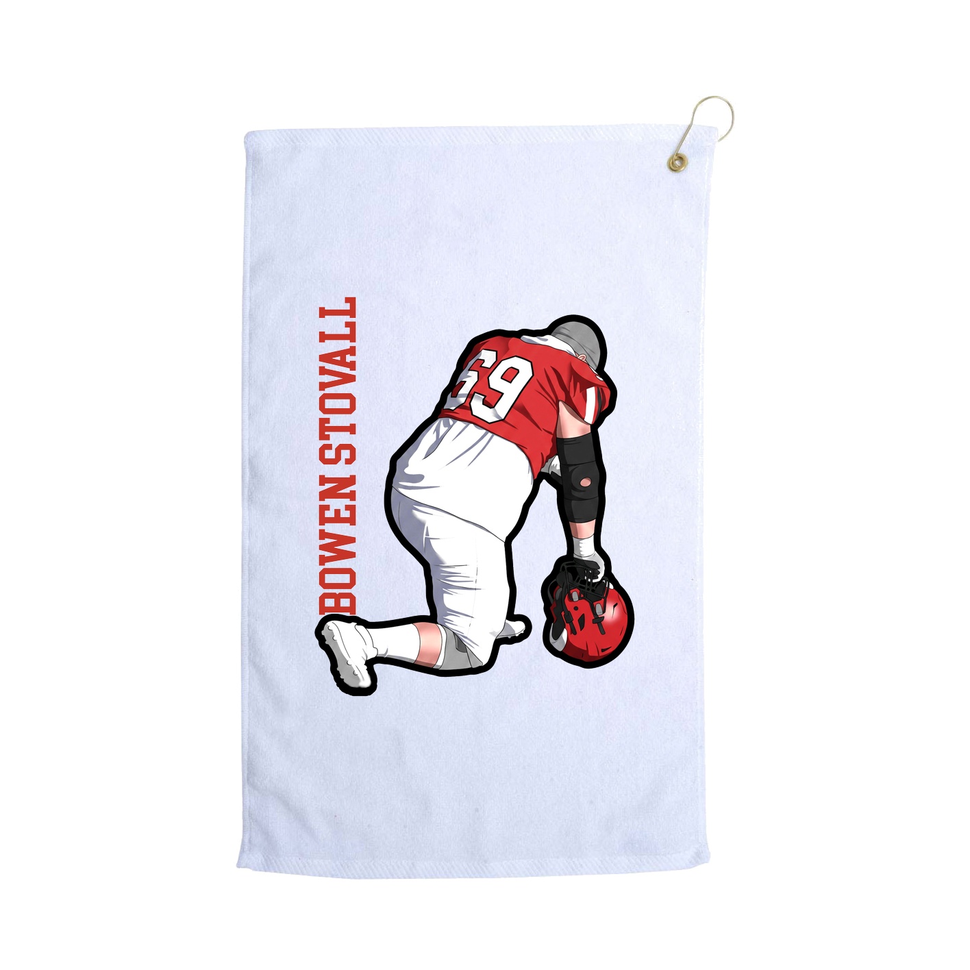 Golf Towel — Name Vertical in White