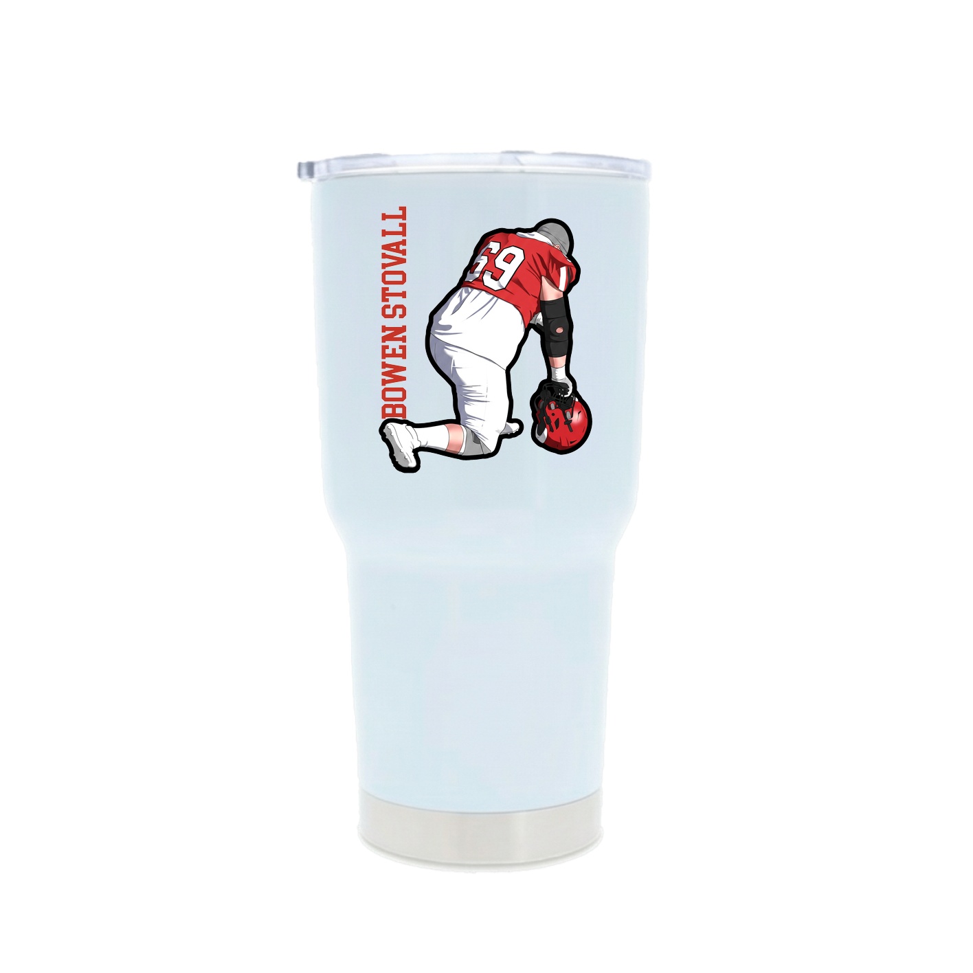 30oz Stainless Steel Tumbler — Name Vertical in White