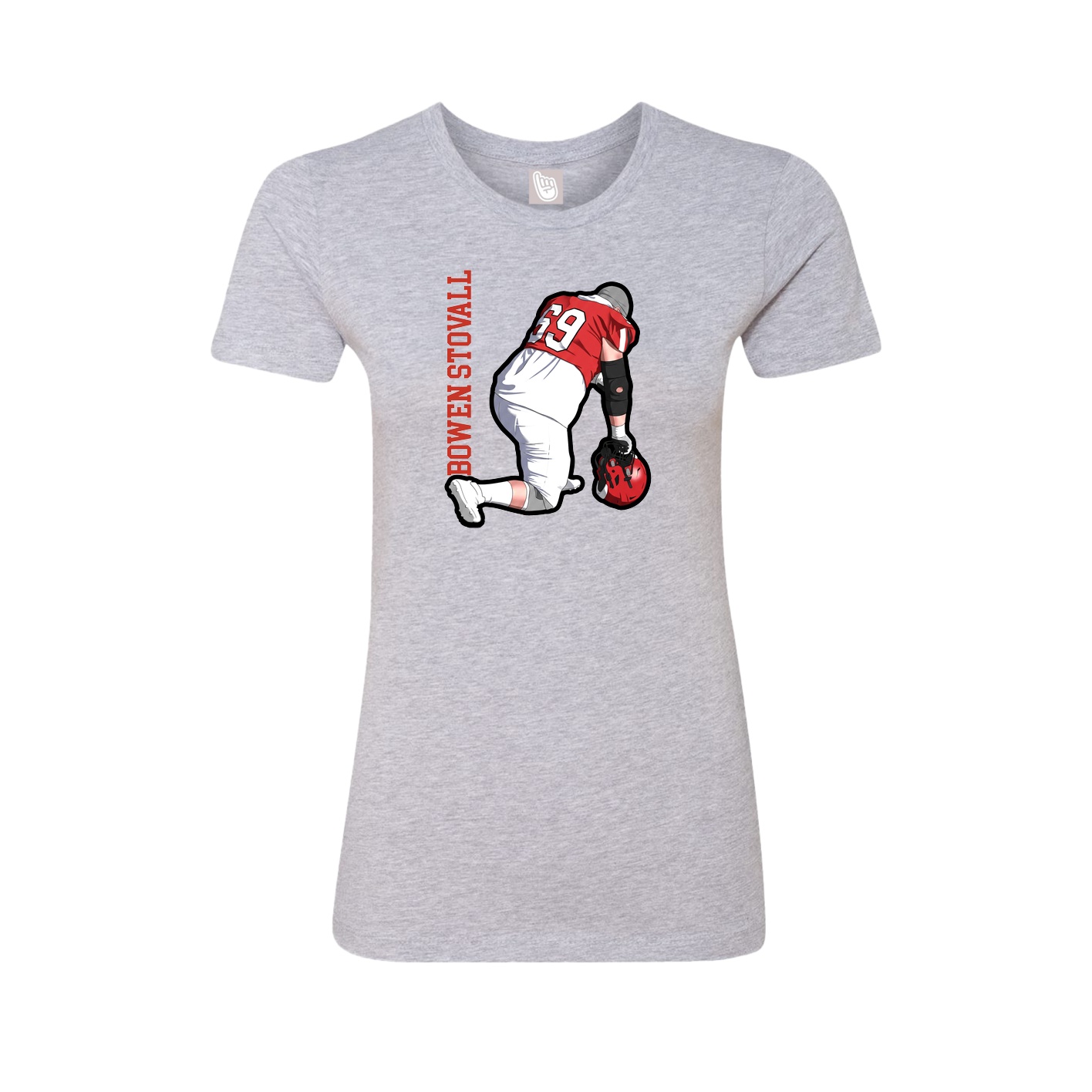 Fitted Women's Tee — Name Vertical in Grey