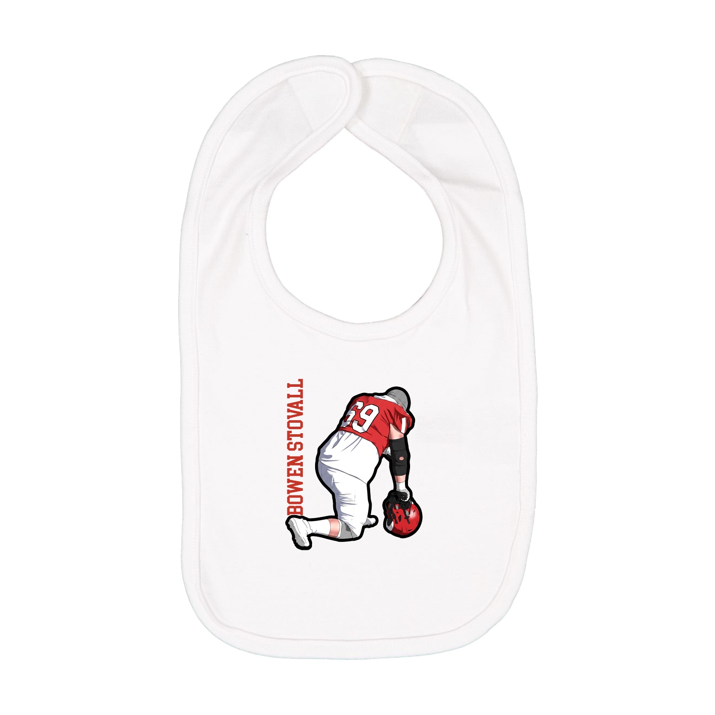 Infant Bib — Name Vertical in White