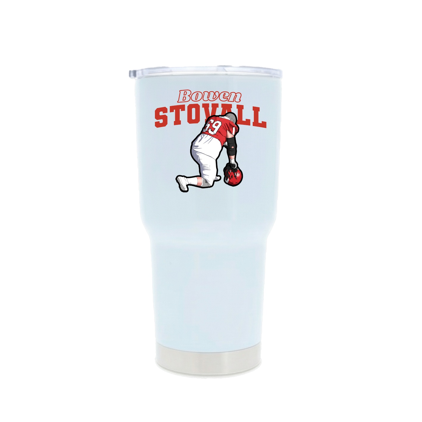 30oz Stainless Steel Tumbler — Name Arch in White