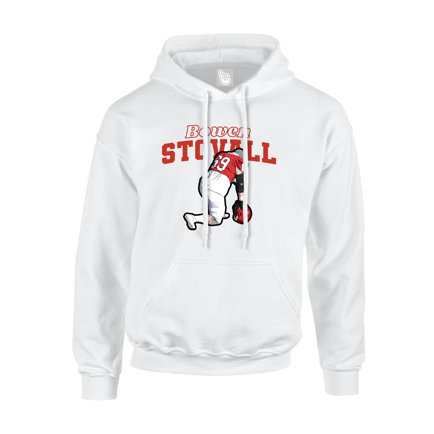 Youth Hoodie — Name Arch in White