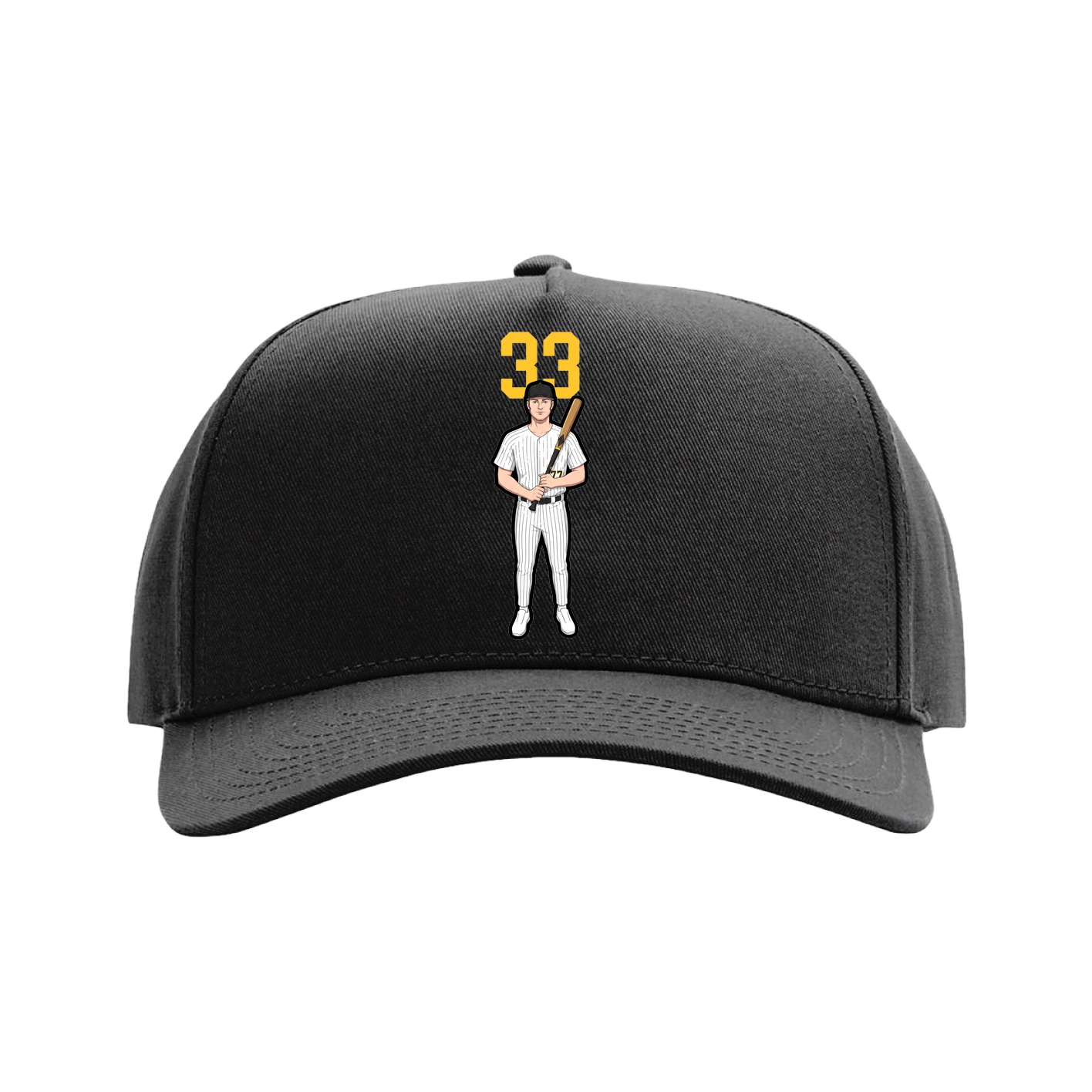 Full Fabric Five-Panel Champ Cap — Number Top in Black