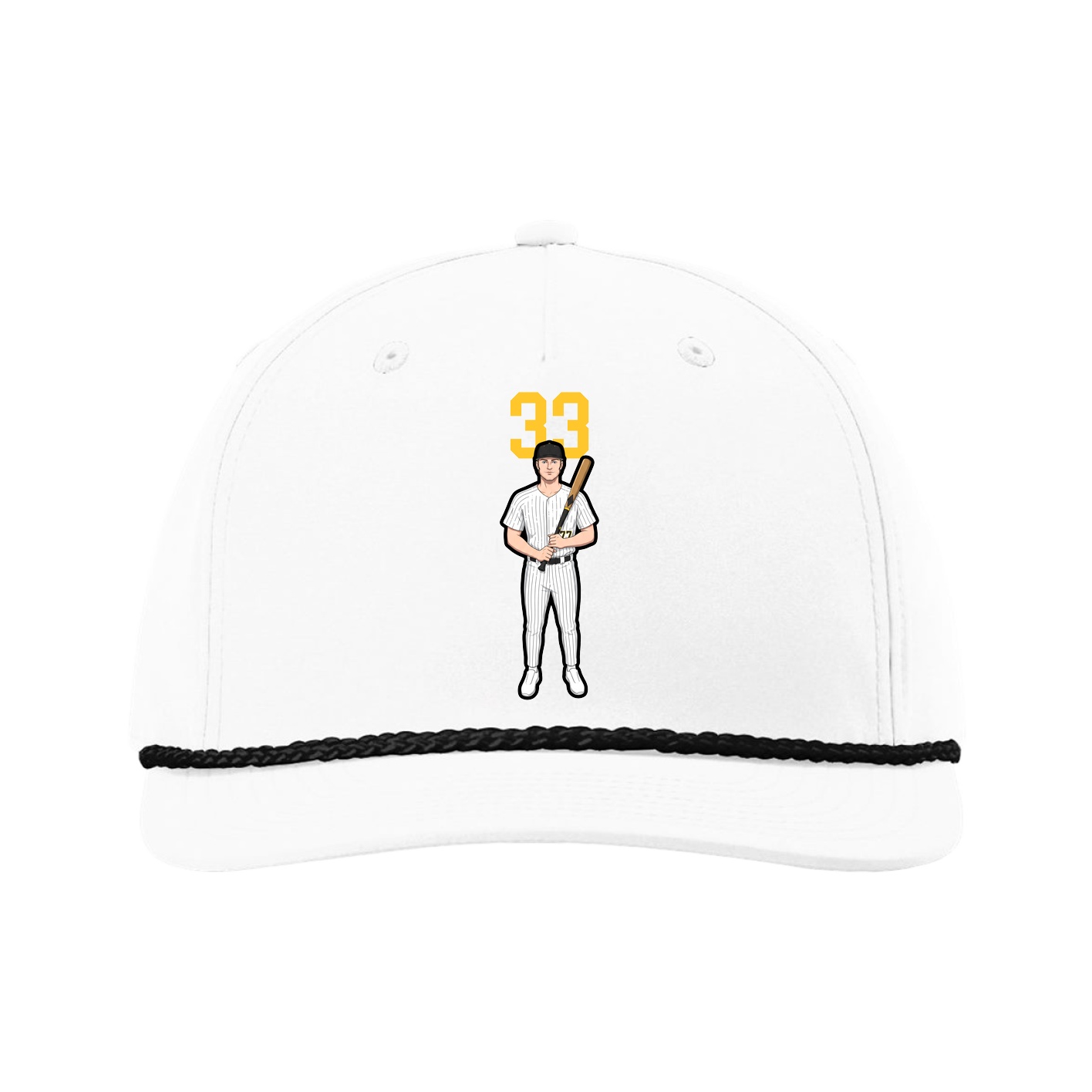 Five-Panel Classic Rope Cap — Number Top in White