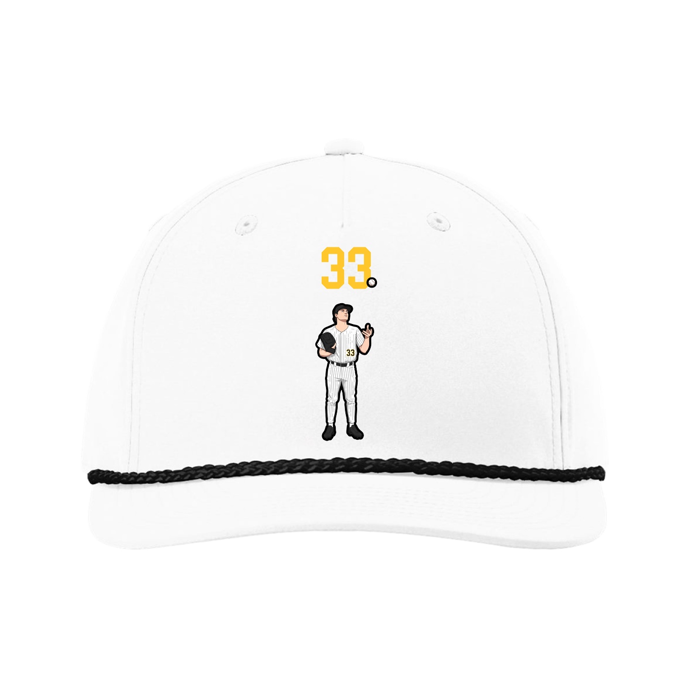 Five-Panel Classic Rope Cap — Number Top in White