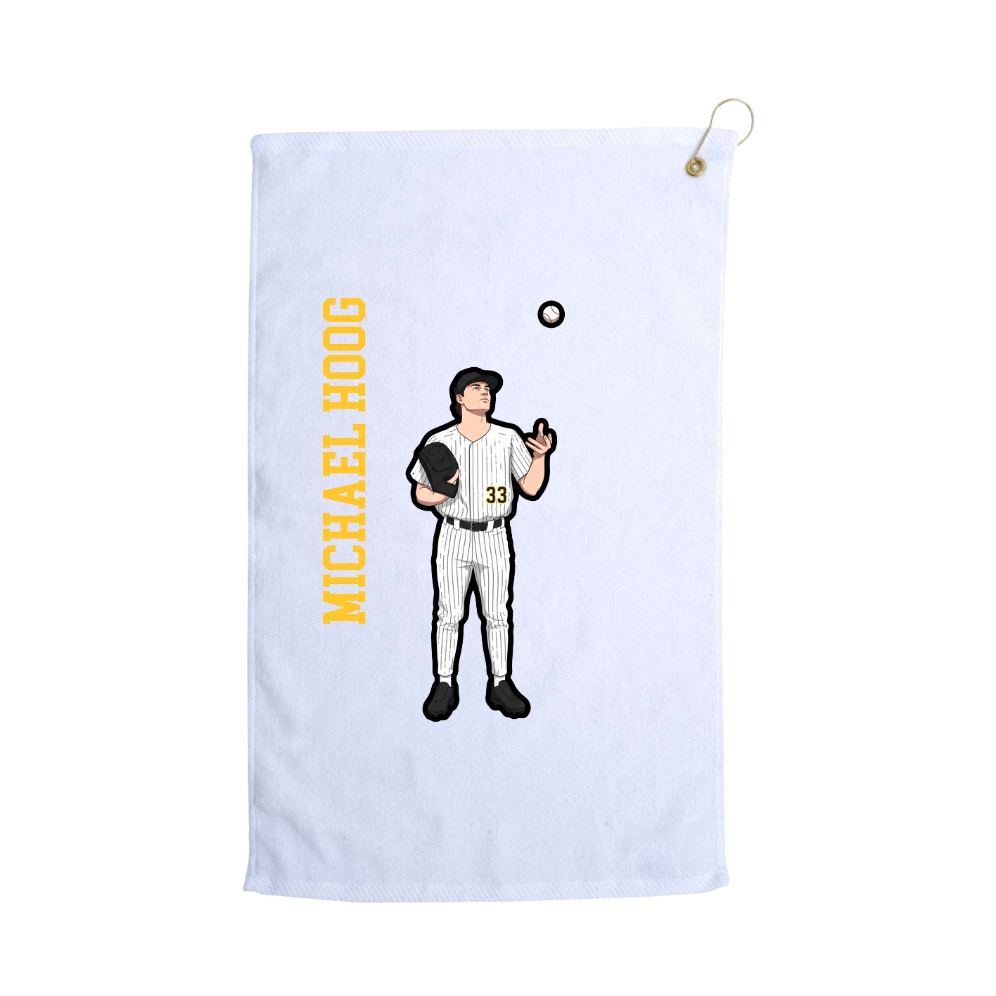 Golf Towel — Name Vertical in White
