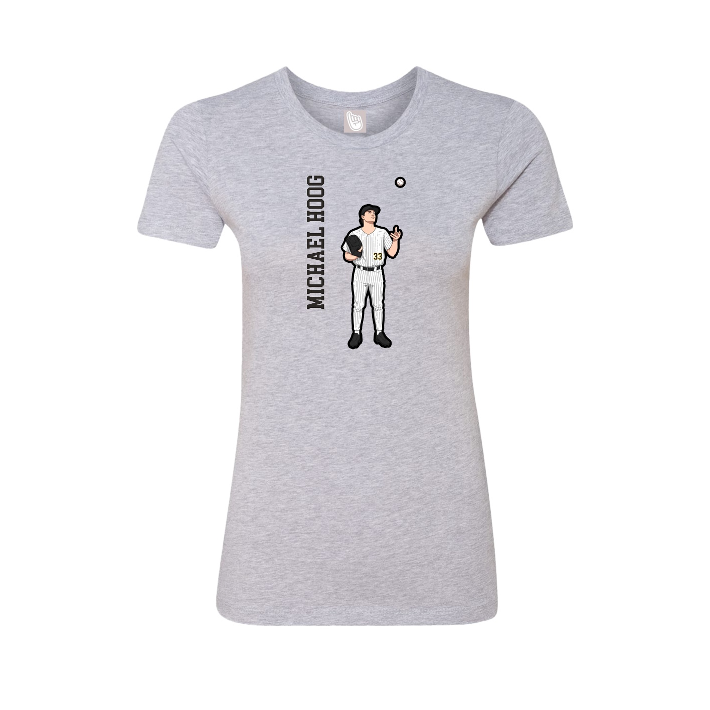 Womens Tee — Name Vertical in Grey