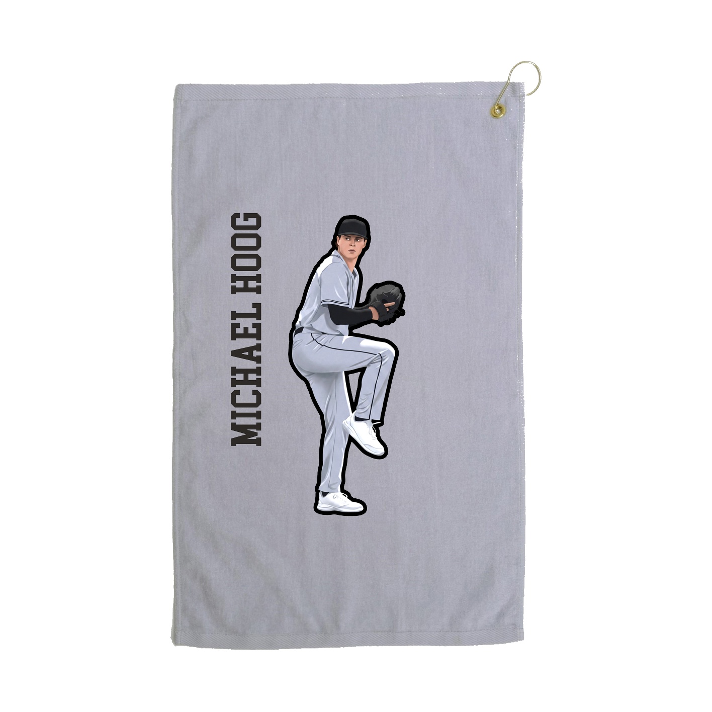 Golf Towel — Name Vertical in Grey