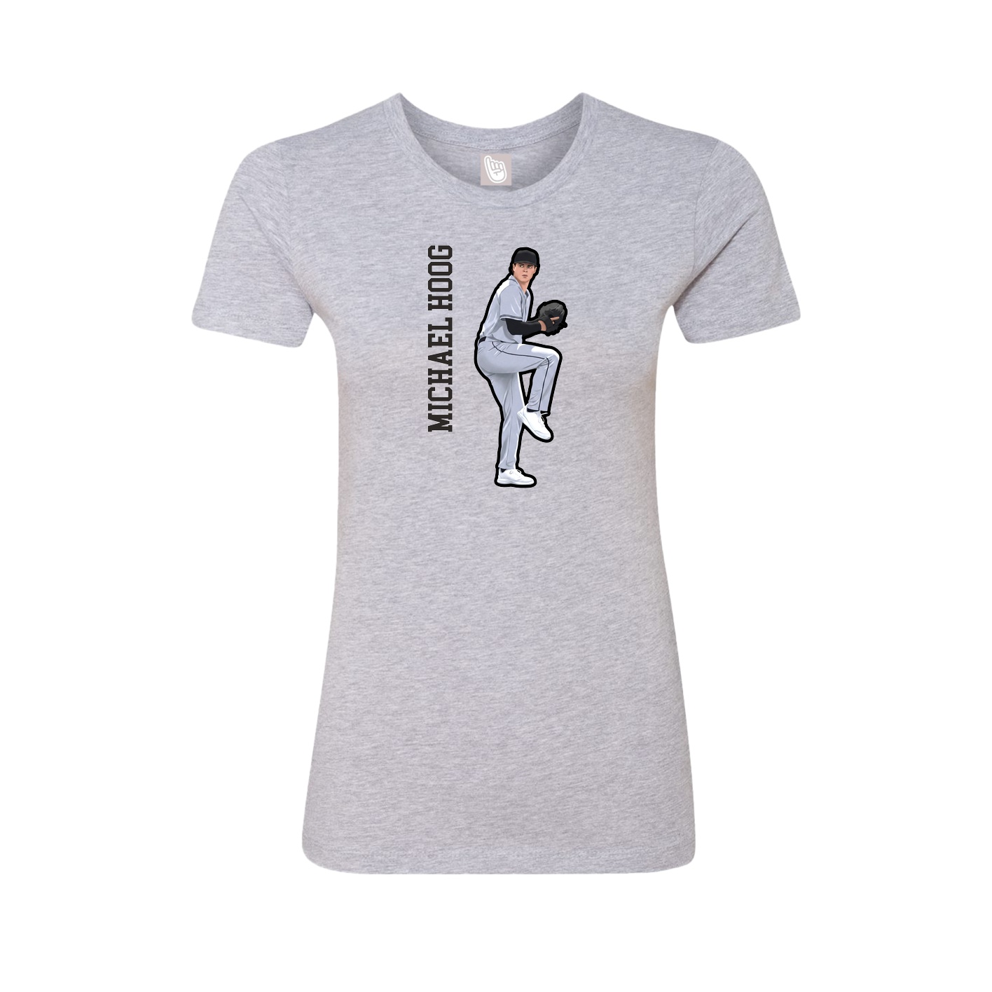 Womens Tee — Name Vertical in Grey