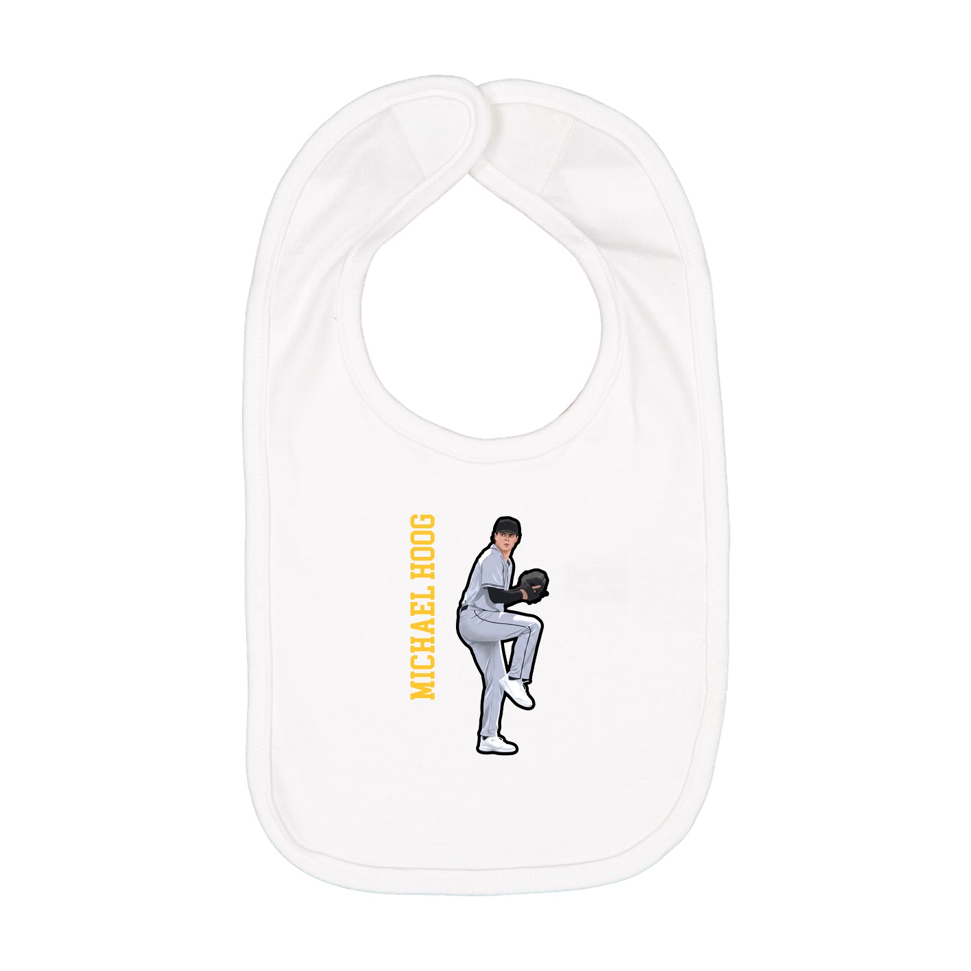 Infant Bib — Name Vertical in White