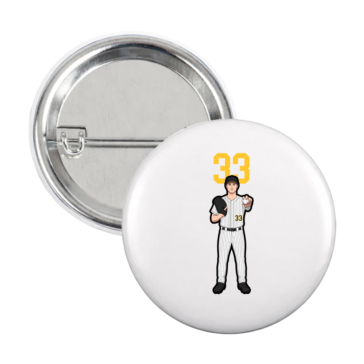 Game Day Button — Number Top in White