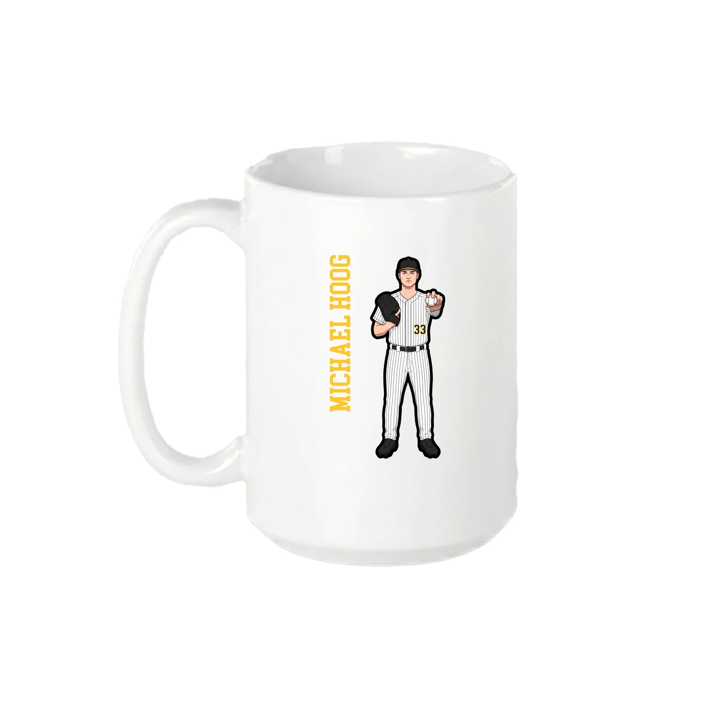 15oz Coffee Mug — Name Vertical in White