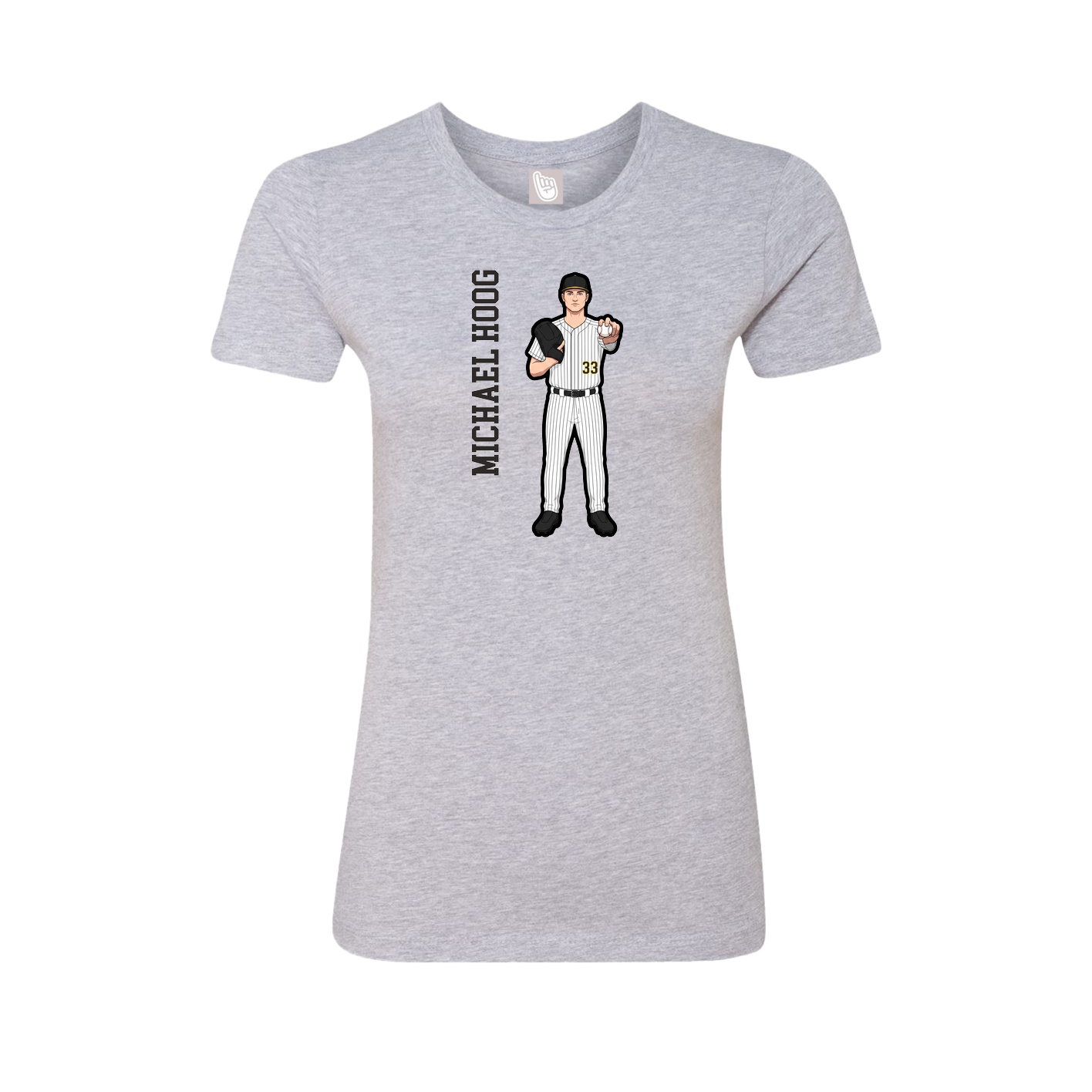 Womens Tee — Name Vertical in Grey
