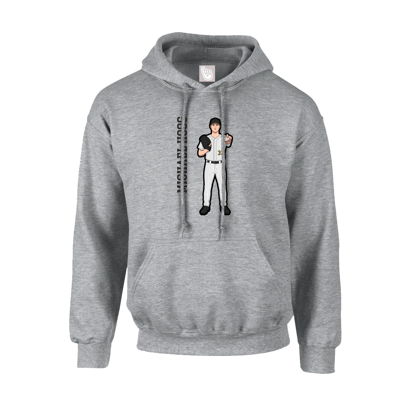 Hoodie — Name Vertical in Grey
