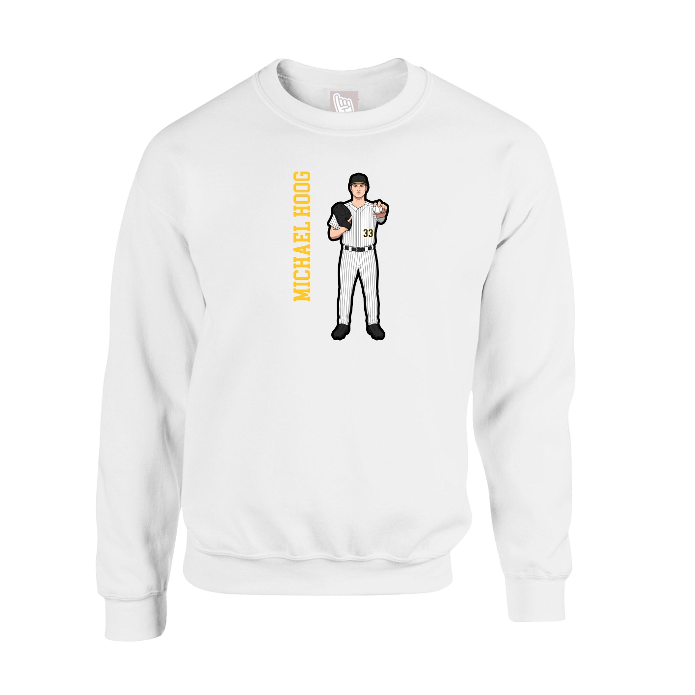 Fleece Crew — Name Vertical in White