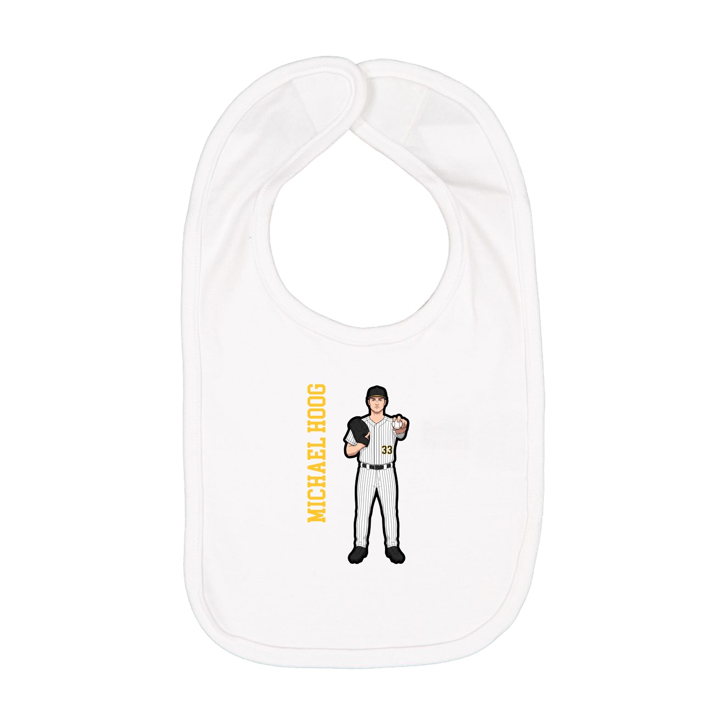 Infant Bib — Name Vertical in White