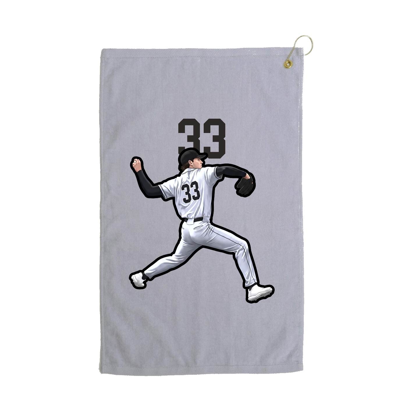 Golf Towel — Number Top in Grey