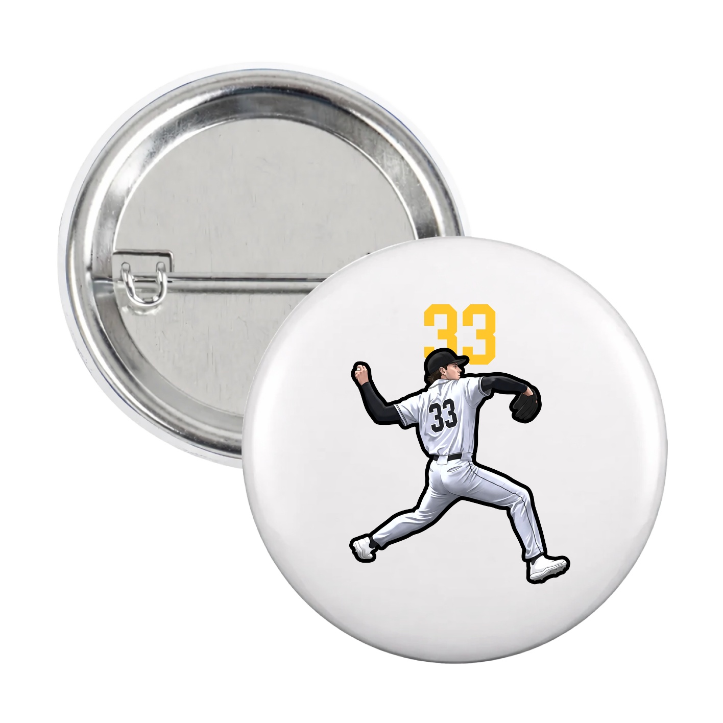 Game Day Button — Number Top in White
