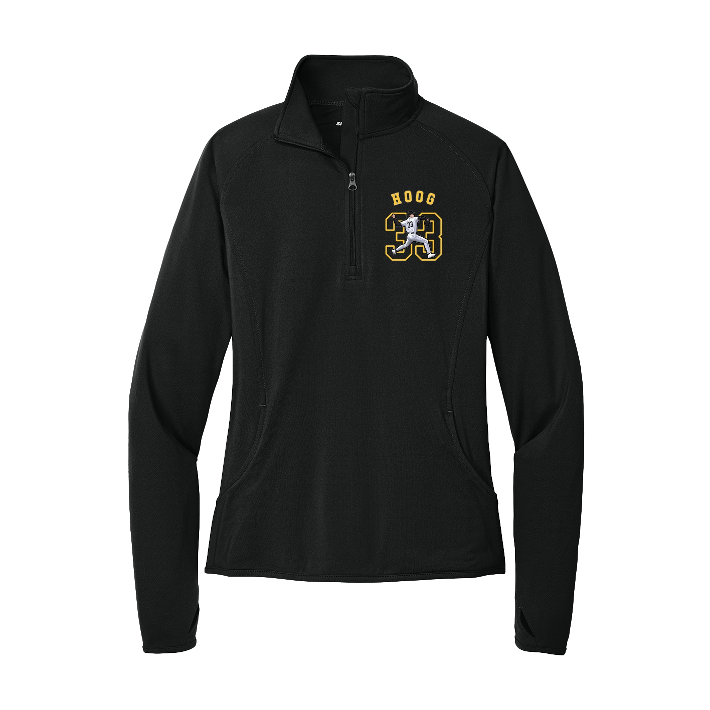 Women's Q-Zip Pullover — Shirsey Arch in Black