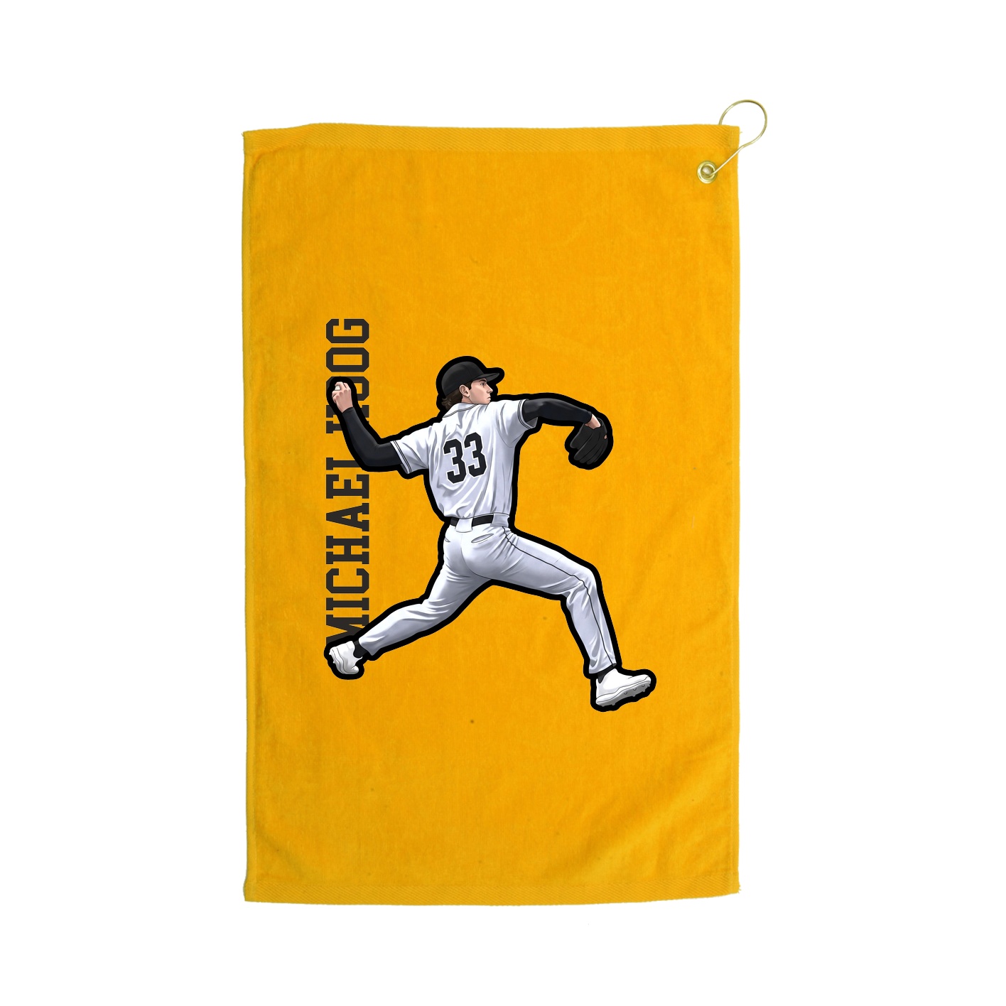 Golf Towel — Name Vertical in Gold