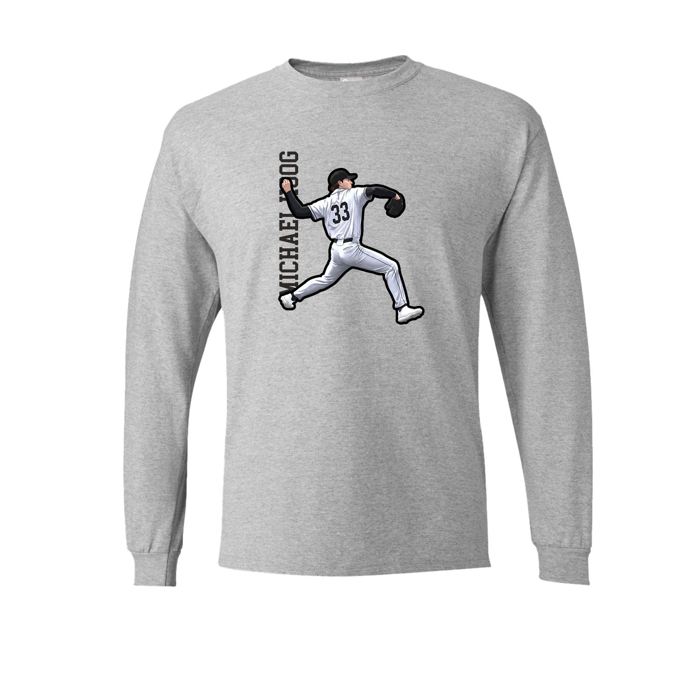 Long Sleeve Tee — Name Vertical in Grey