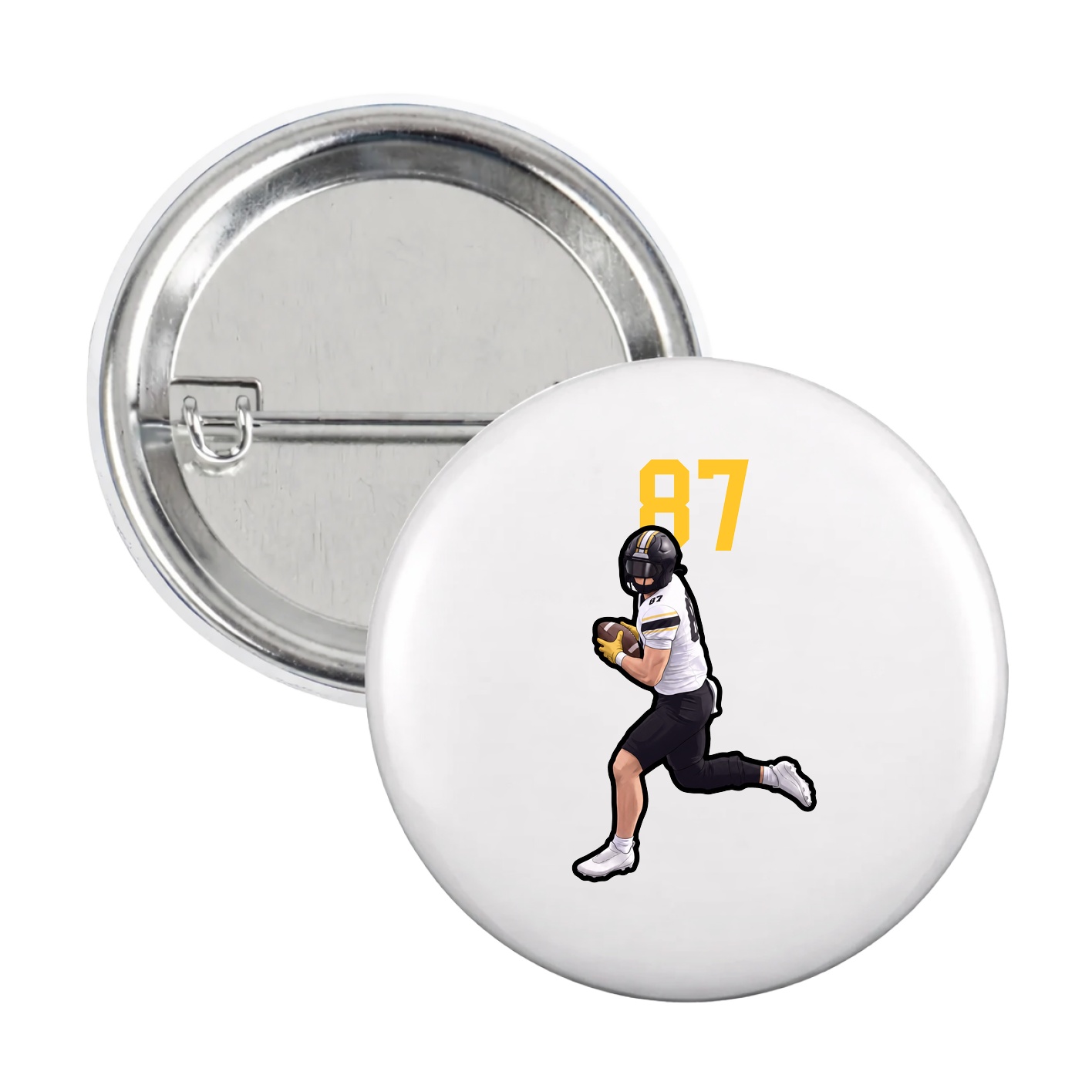 Game Day Button — Number Top in White