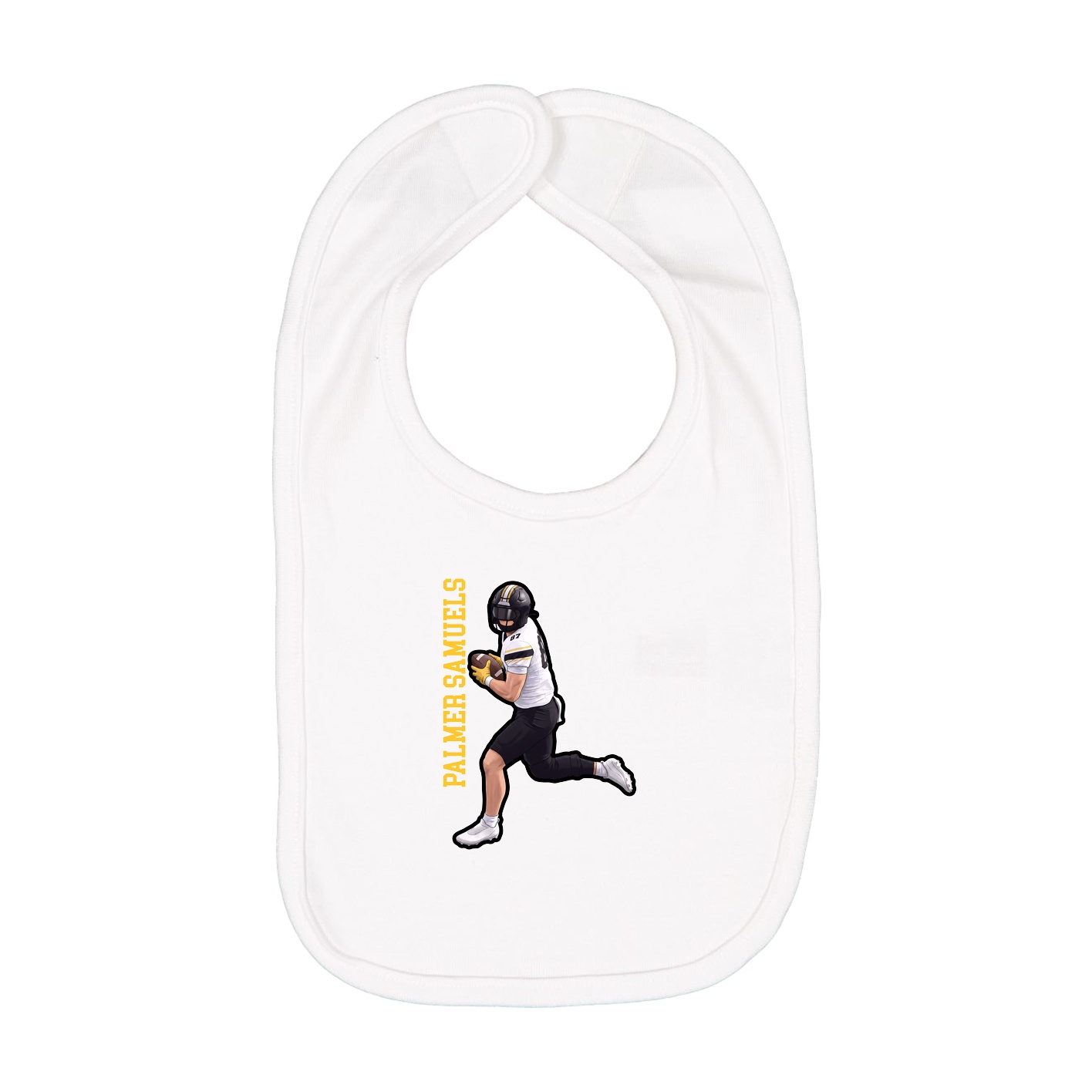 Infant Bib — Name Vertical in White