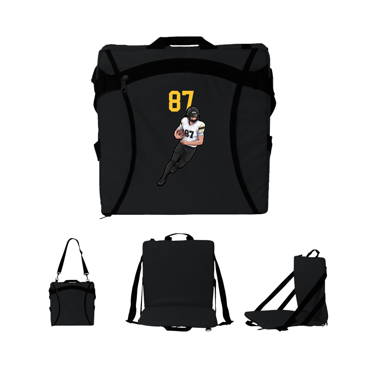 Folding Stadium Seat — Number Top in Black