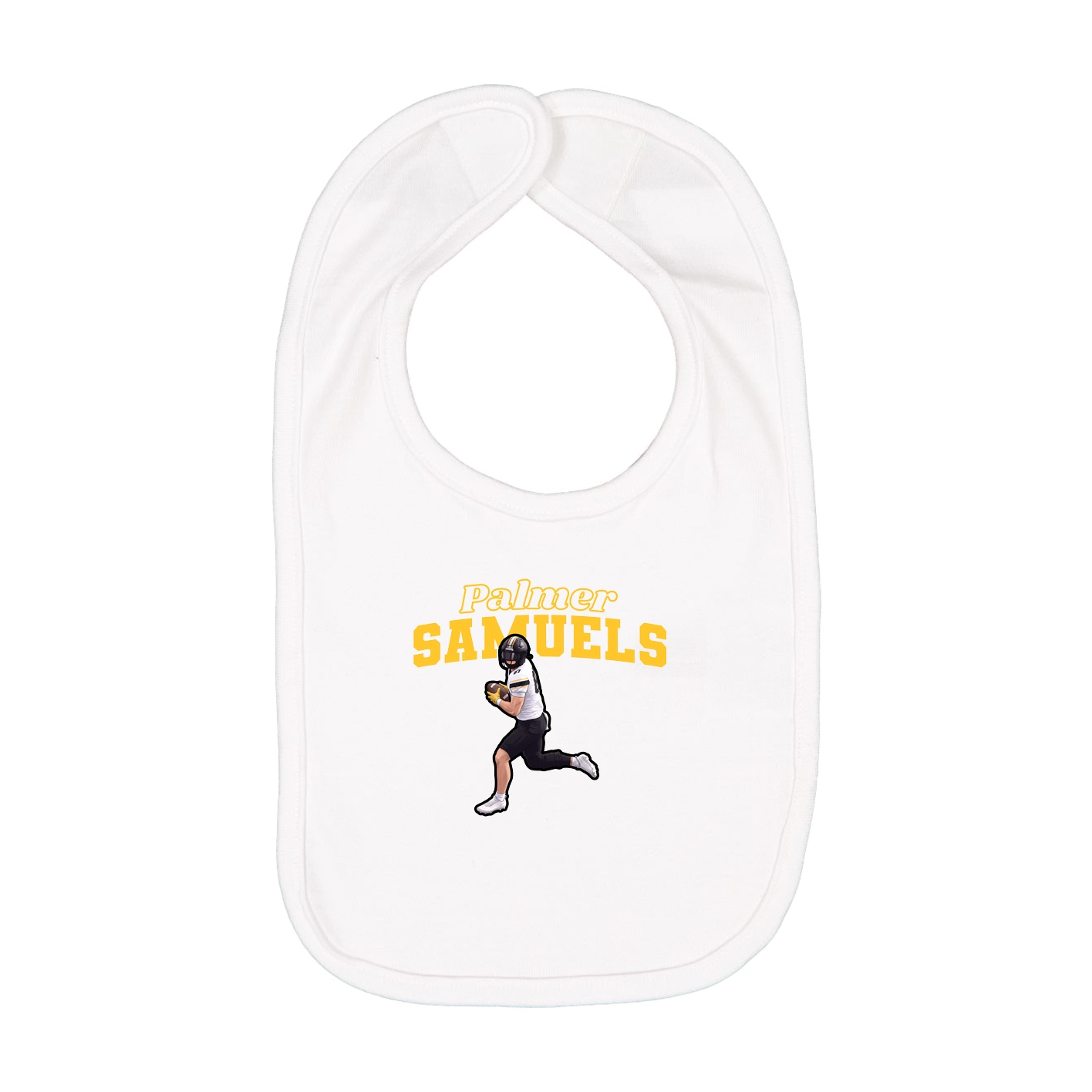 Infant Bib — Name Arch in White