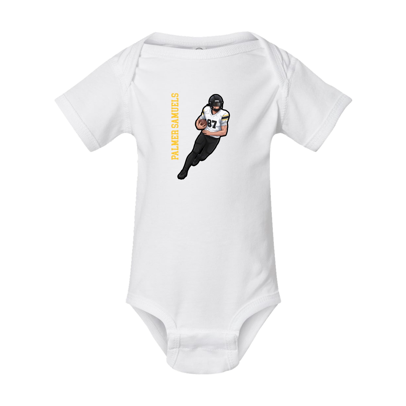 Baby Onesie — Name Vertical in White