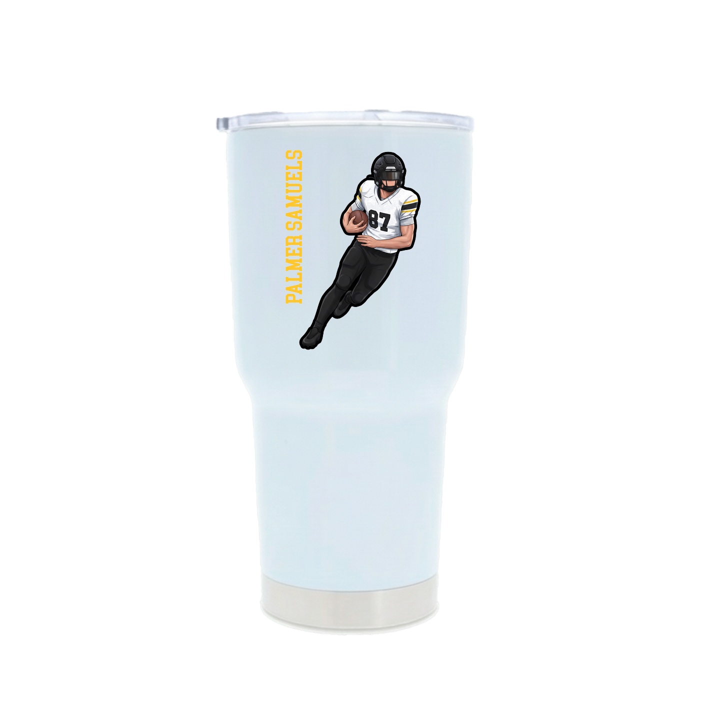 30oz Stainless Steel Tumbler — Name Vertical in White