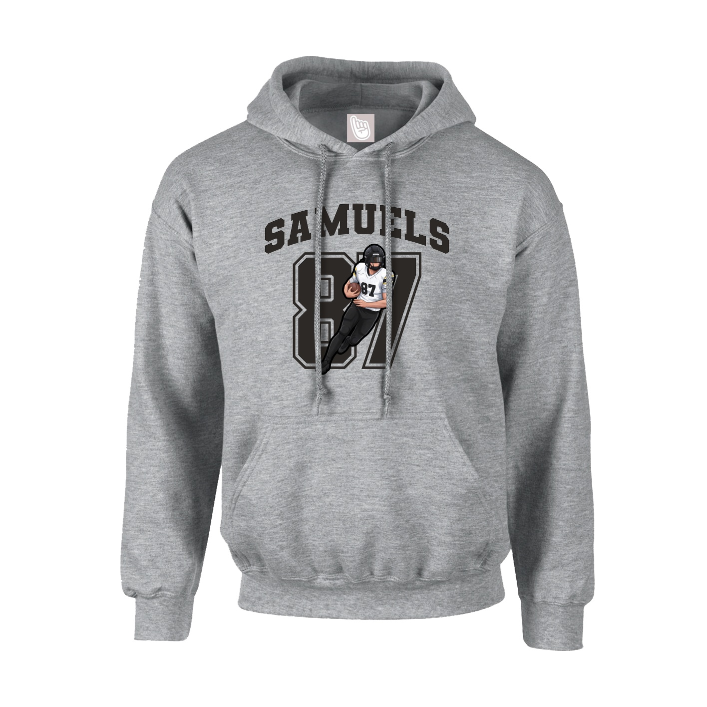 Youth Hoodie — Number in Grey