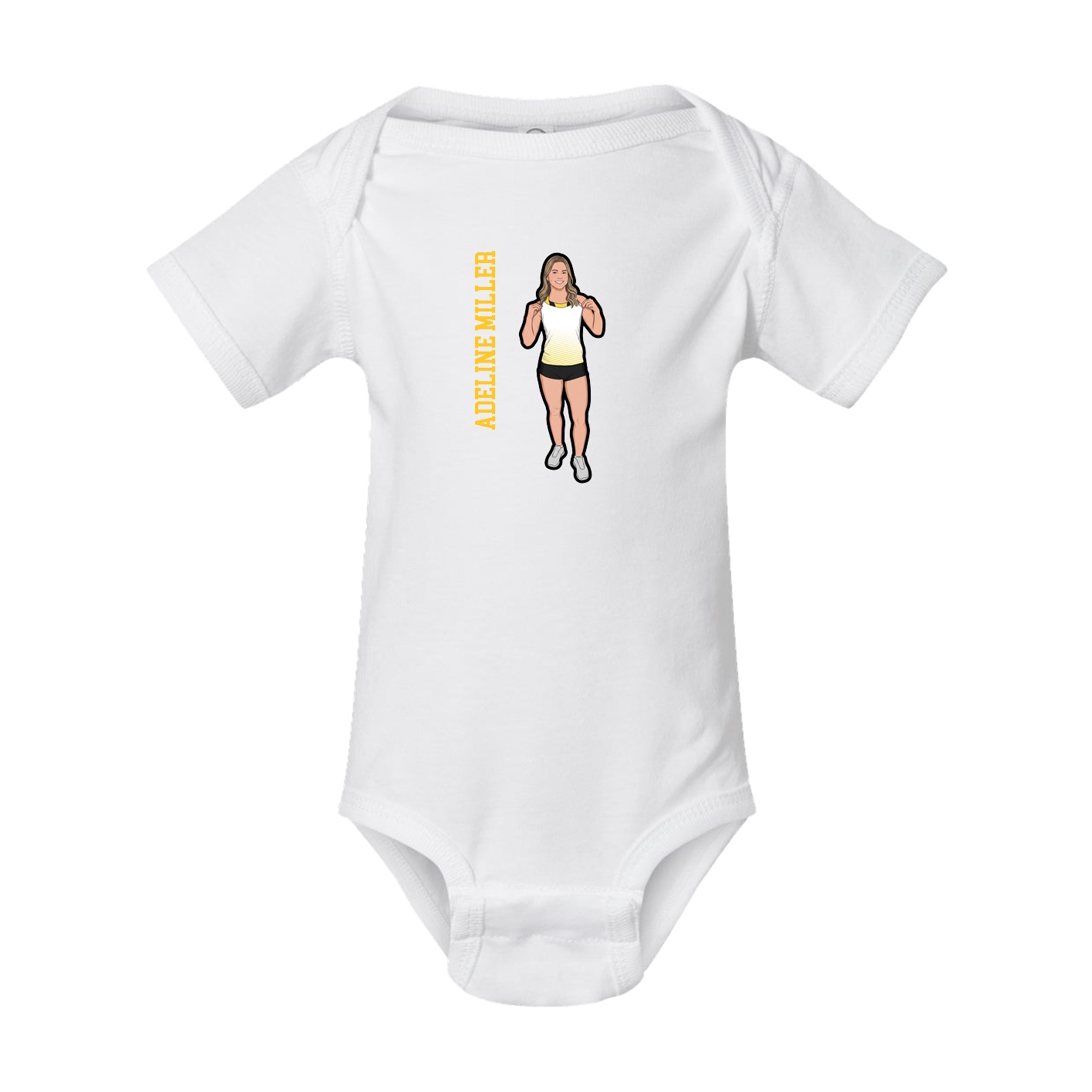 Baby Onesie — Name Vertical in White
