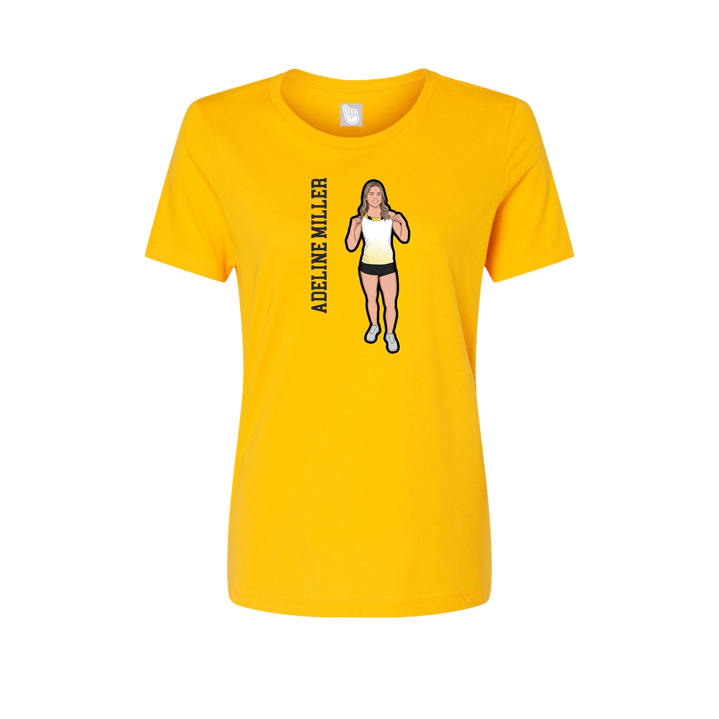 Fitted Women's Tee — Name Vertical in Gold