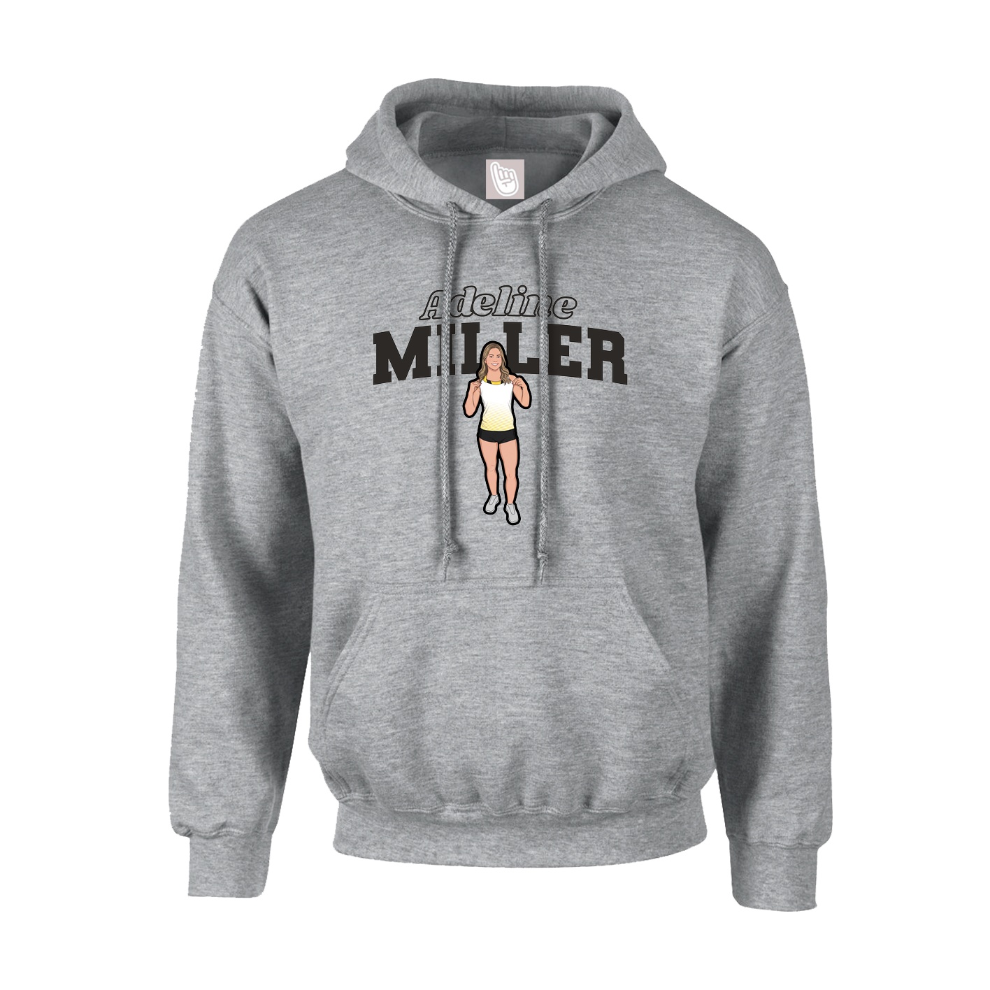 Youth Hoodie — Name Arch in Grey