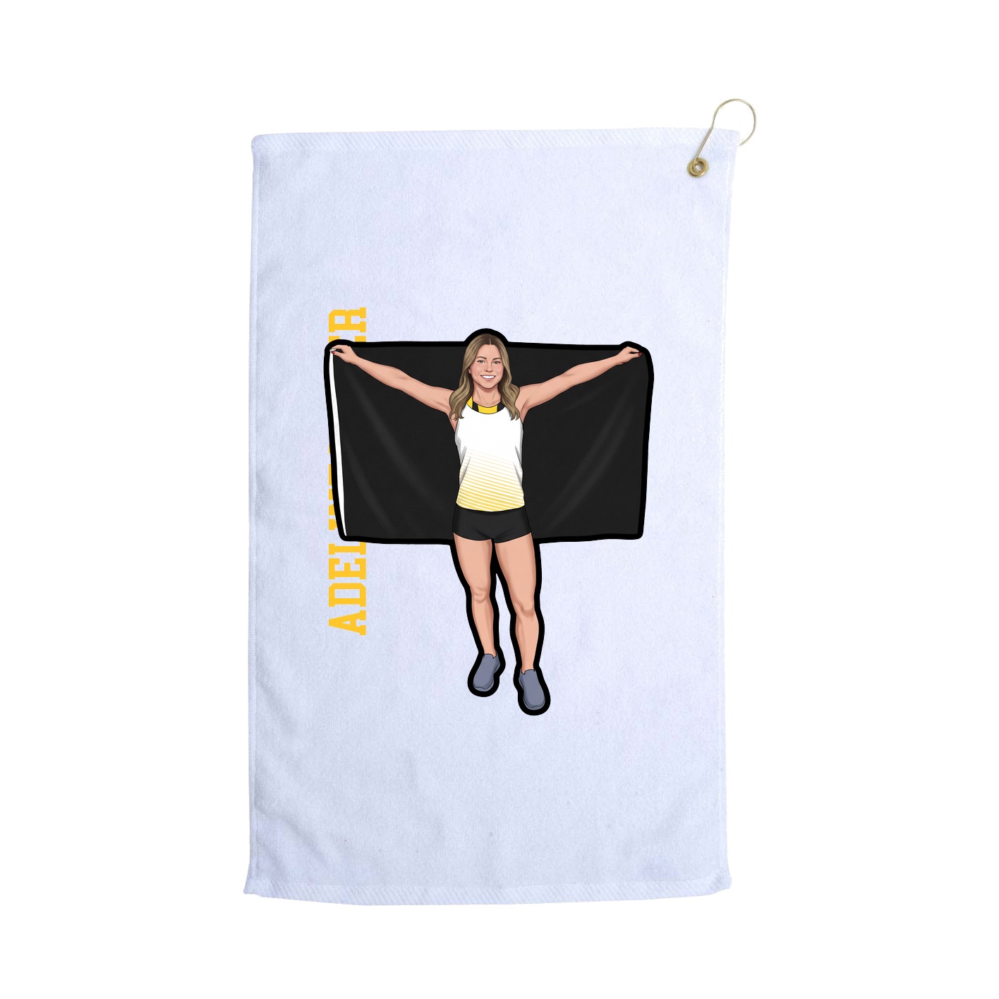 Golf Towel — Name Vertical in White