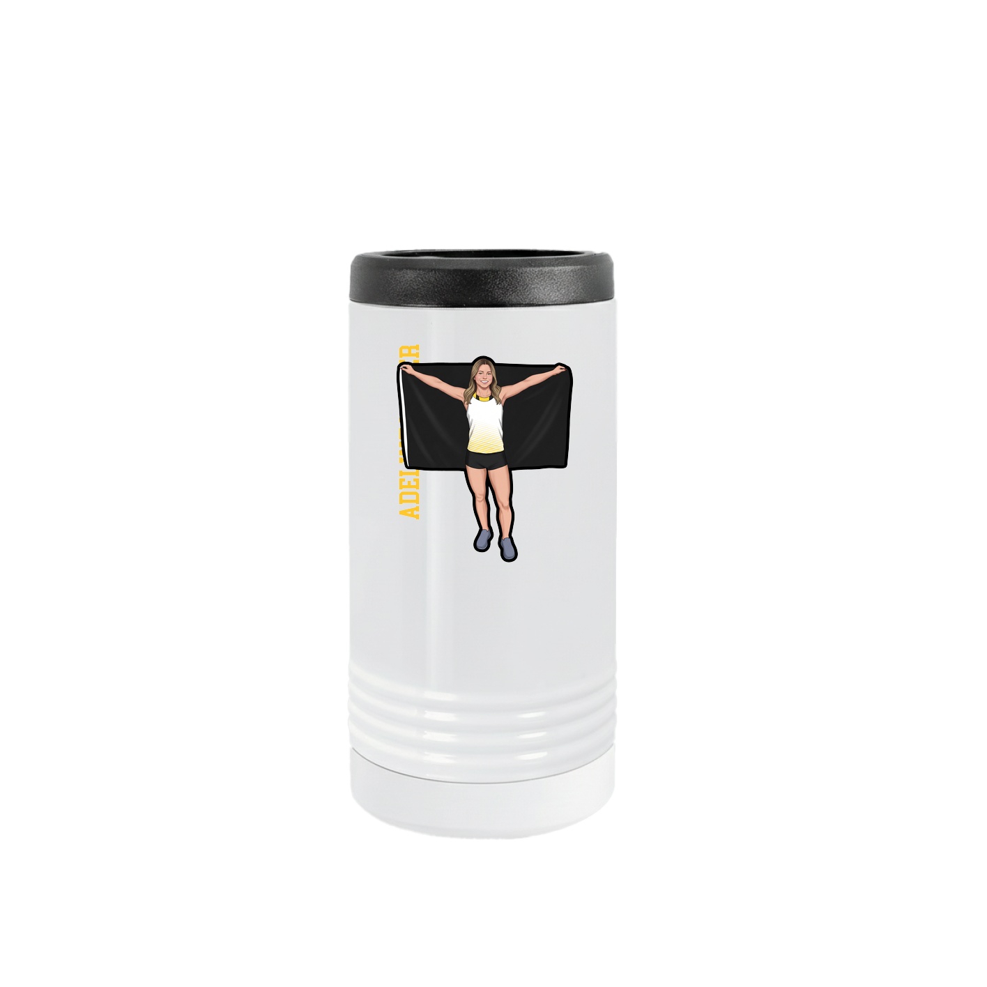 Slim Beverage Holder — Name Vertical in White